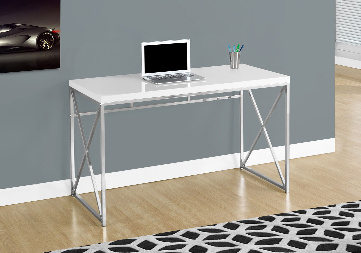 Computer Desk For Home Office, Laptop, Glossy Contemporary & Modern 8th Street