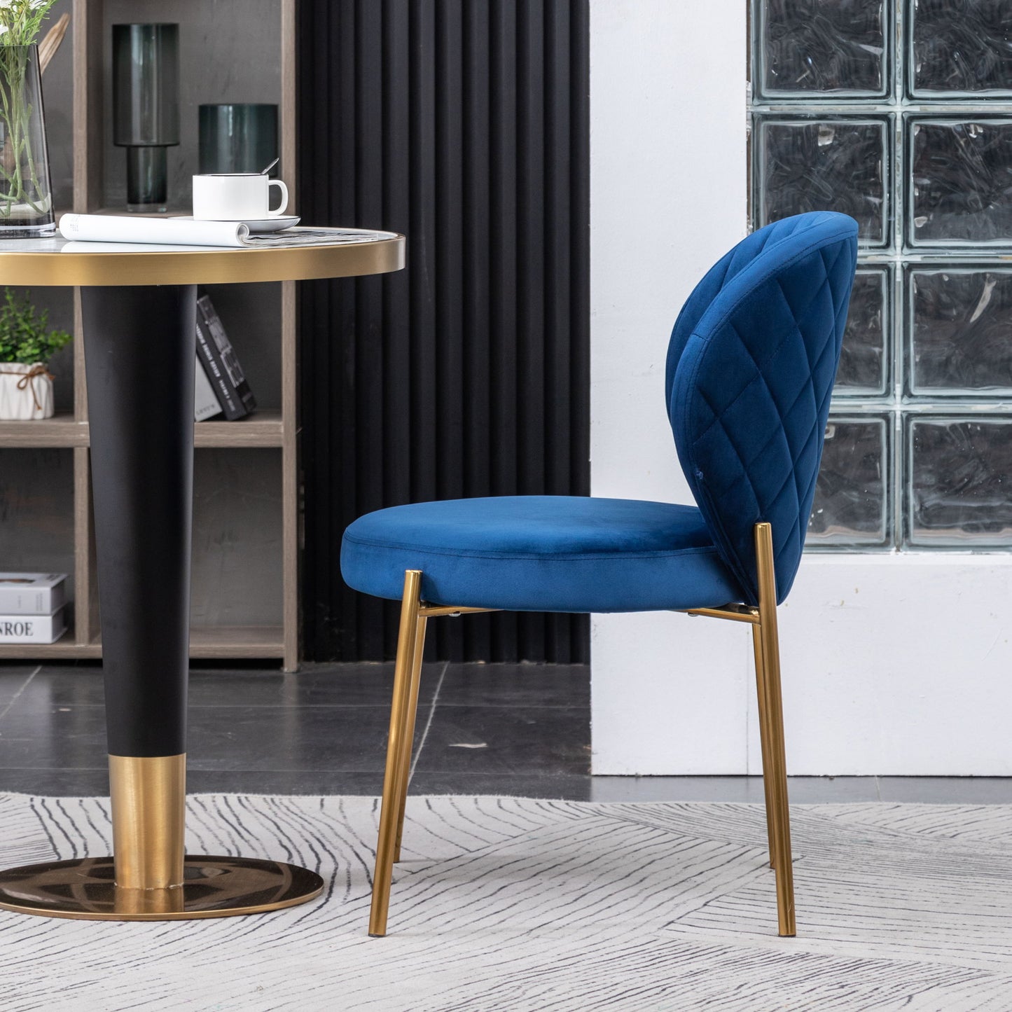 Amoa - Contemporary Velvet Upholstery Dining Chair - Blue Home Essentials