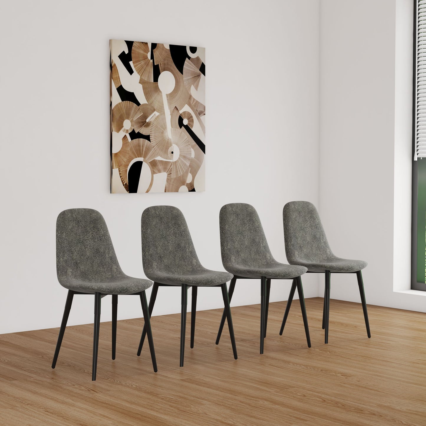 Modern Accent Dining Chairs Upholstered Seat, Metal Legs (Set of 4) Home Essentials
