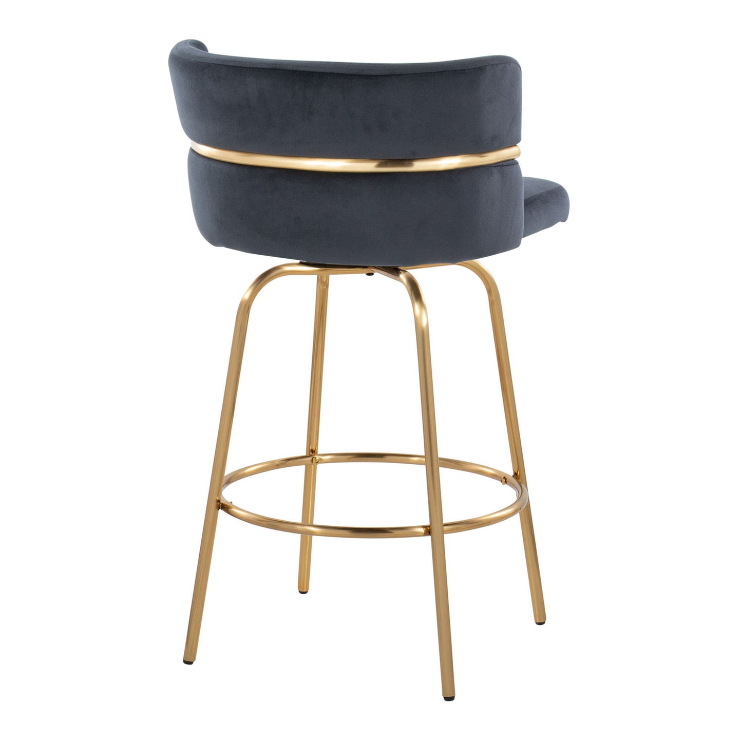 Cinch - Glam / Art Deco Fixed Height Counter Stool With Swivel With Round Footrest (Set of 2) Lumi Source