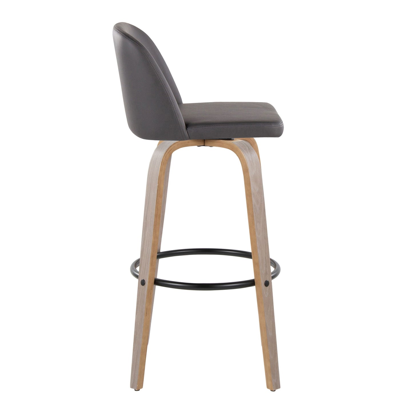 Toriano - Mid-Century Modern Fixed Height BarStool With Round Footrest (Set of 2) Lumi Source