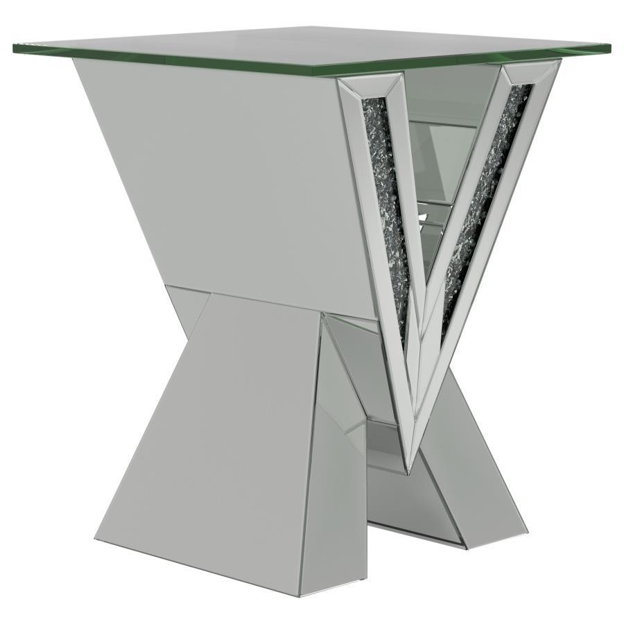 Taffeta - Glass Top Mirrored Acrylic Table CoasterElevations