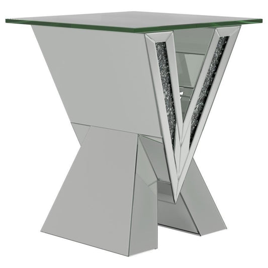 Taffeta - Glass Top Mirrored Acrylic Table CoasterElevations