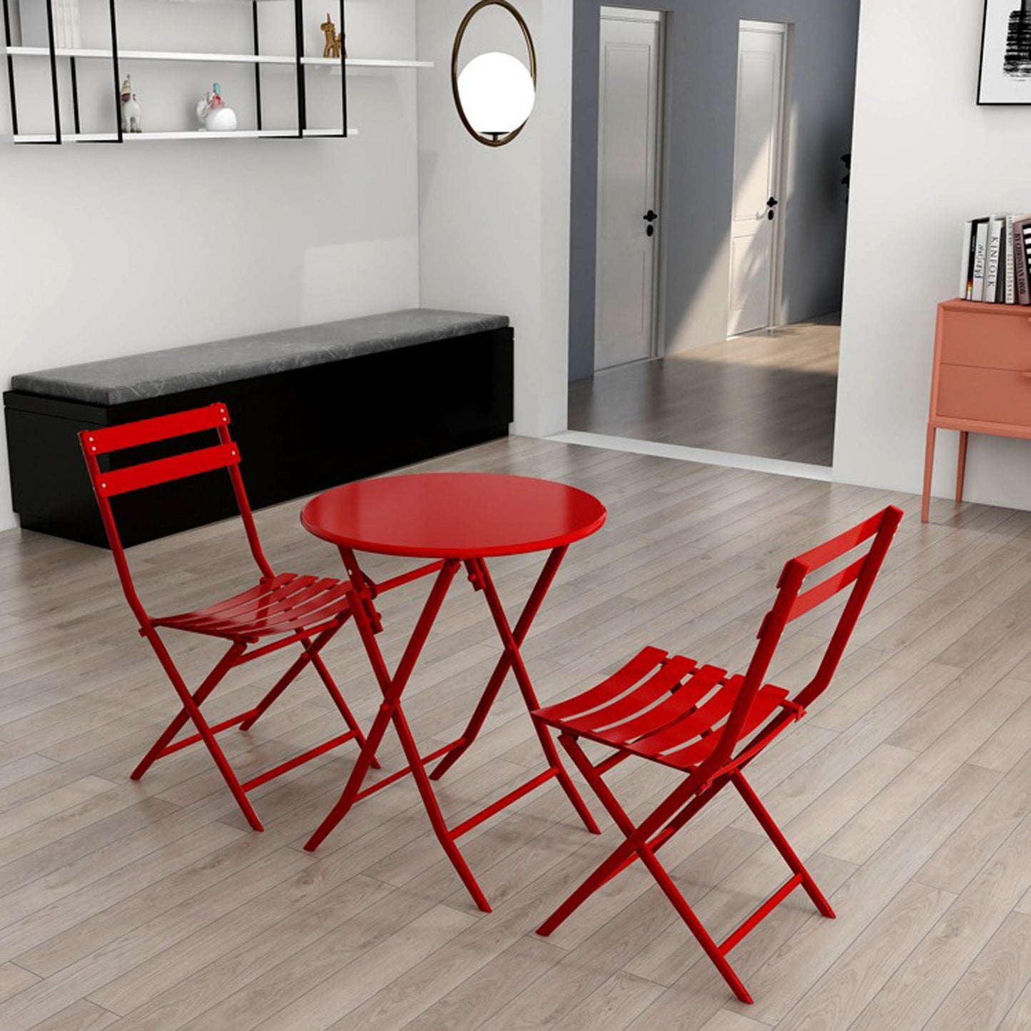 3 Piece Patio Bistro Set Of Foldable Round Table And Chairs Home Essentials