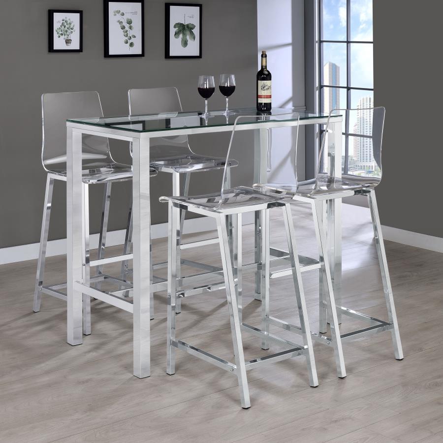 Tolbert - 5 Piece Bar Set With Acrylic Chairs - Clear And Chrome Coaster Fine Furniture