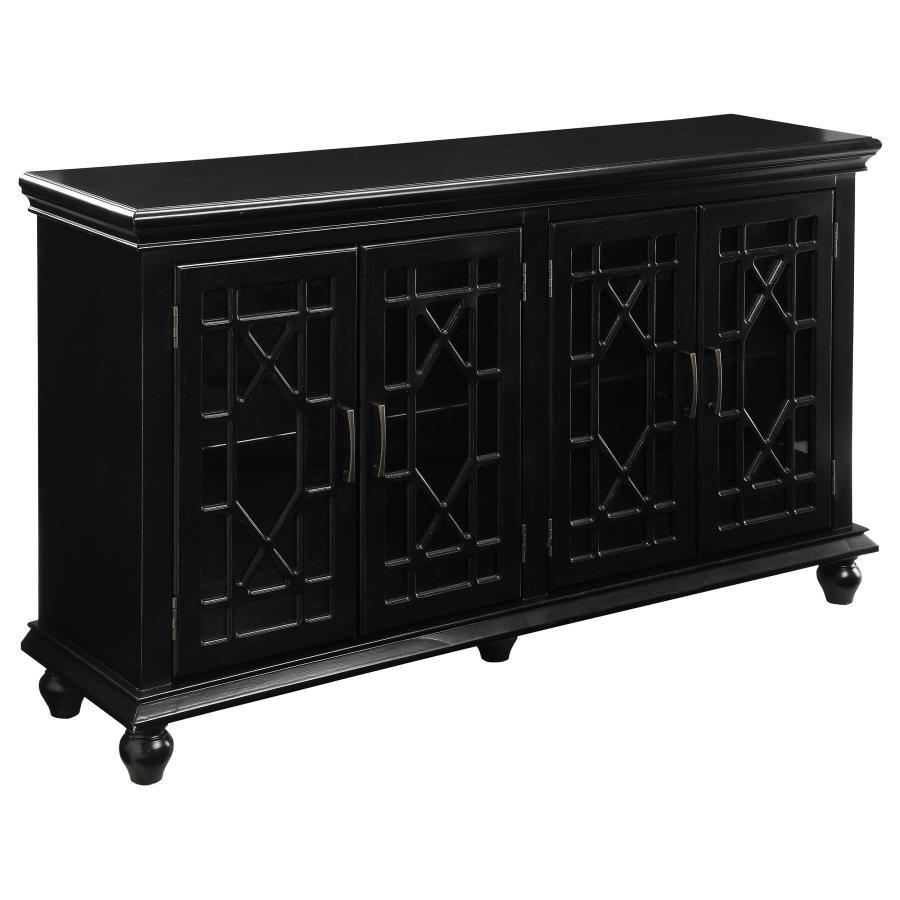 Kovu - 4 Door Wood Lattice Storage Accent Cabinet - Black CoasterEssence