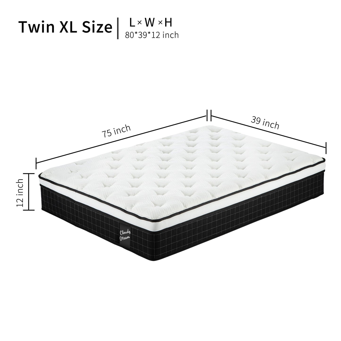 12" Hybrid Mattress With Individual Pocket Spring, Comortable Memory Foam Home Essentials