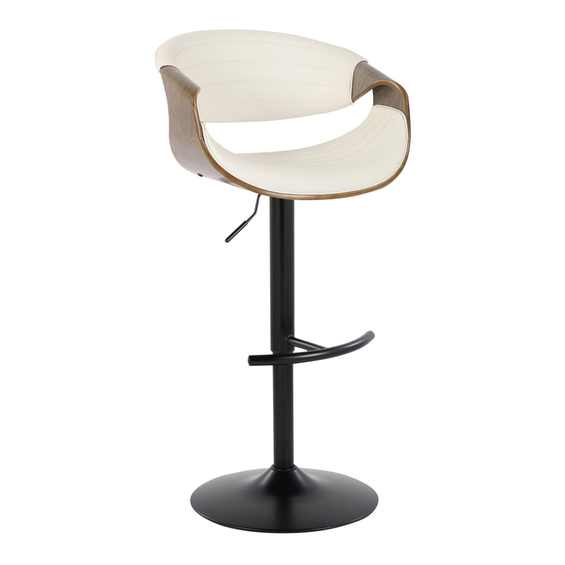 Symphony - Mid Century Modern Adjustable Barstool With Swivel With Rounded T Footrest (Set of 2) Lumi Source