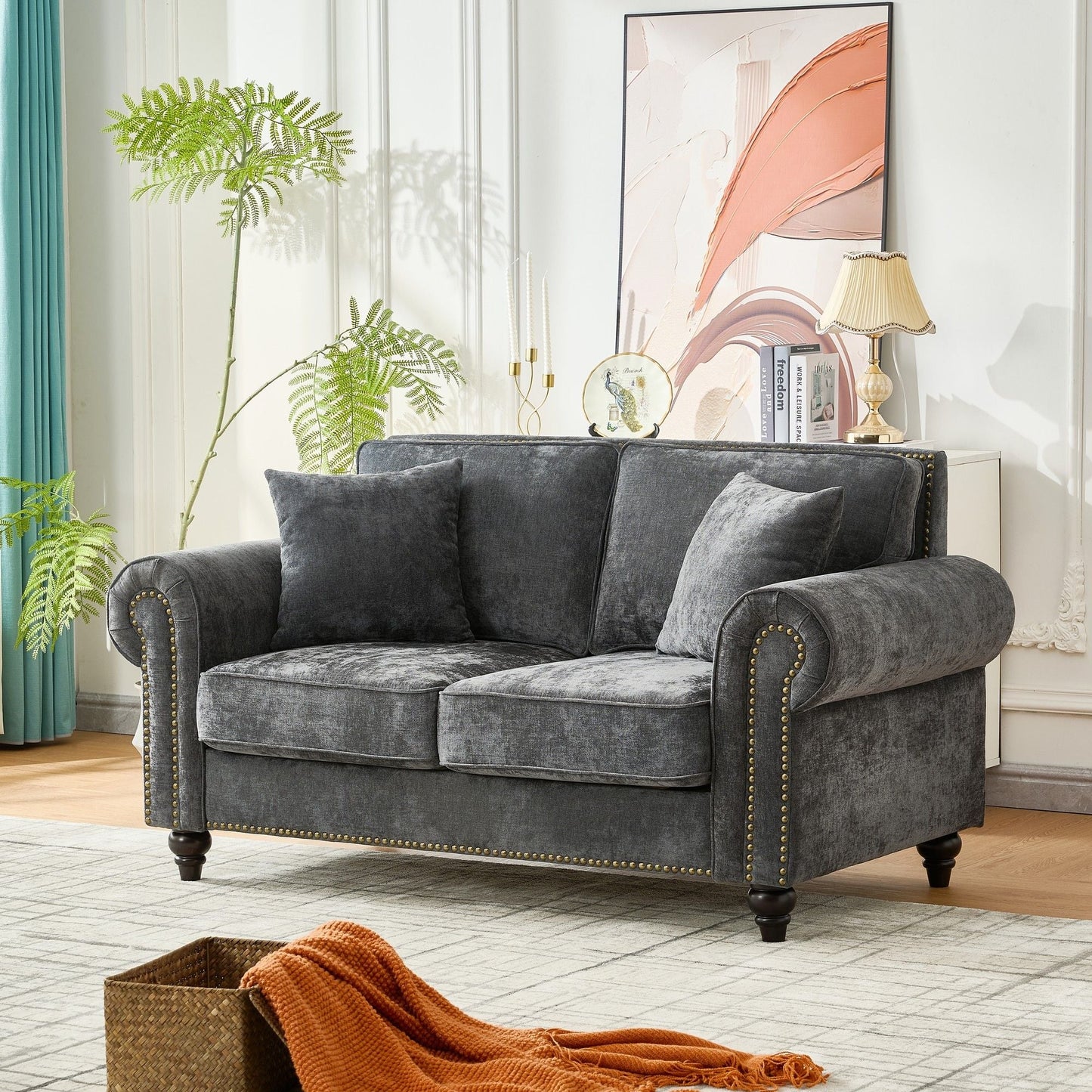 2 Seater Sofa With Rolled Arms, Tufted Upholstered Couch Home Essentials