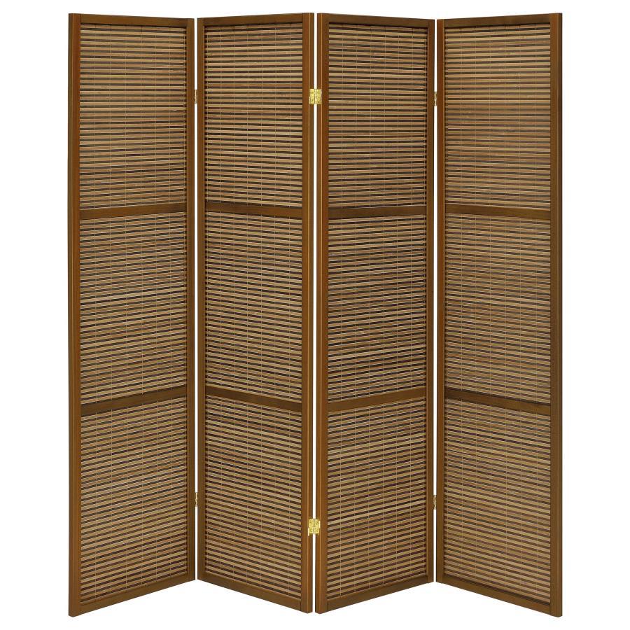 Browning - 4-Panel Bamboo Room Divider Folding Screen - Walnut Coaster Fine Furniture