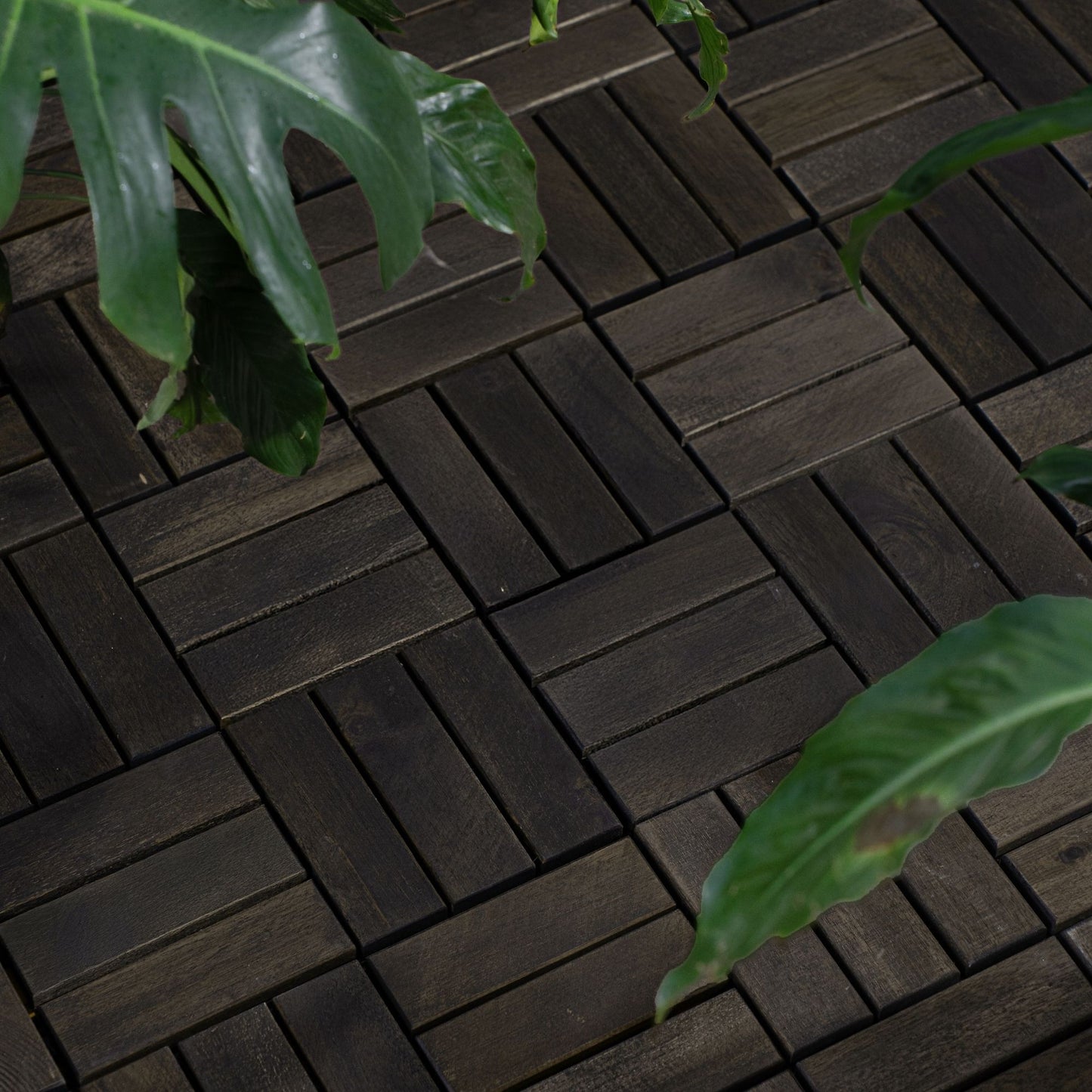 Acacia Wood Interlocking Deck Tiles Checker Pattern For Outdoor Flooring Daily Nest