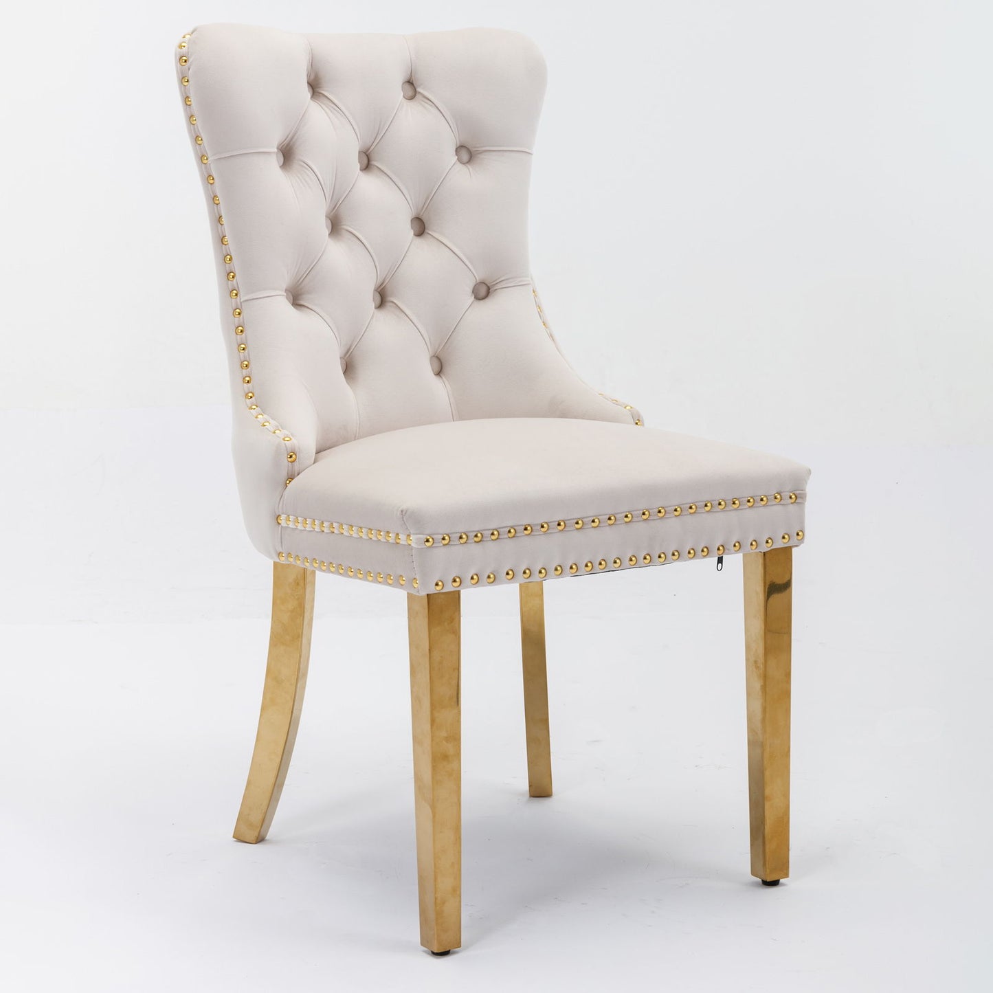 Nikki - Modern, High-End Tufted Solid Wood Contemporary Velvet Upholstered Dining Chair With Golden Stainless Steel Plating Legs, Nailhead Trim (Set of 2) Home Essentials