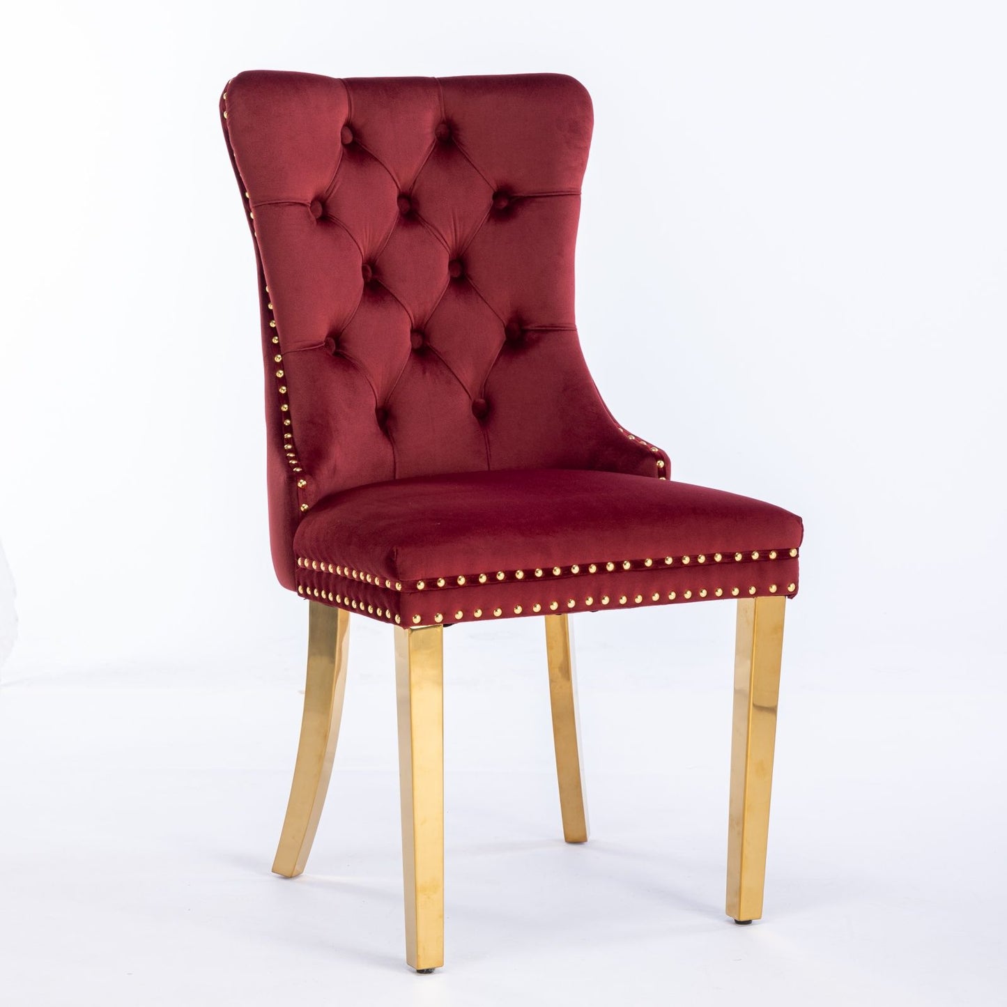 Nikki - Modern, High-End Tufted Solid Wood Contemporary Velvet Upholstered Dining Chair With Golden Stainless Steel Plating Legs, Nailhead Trim (Set of 2) Home Essentials