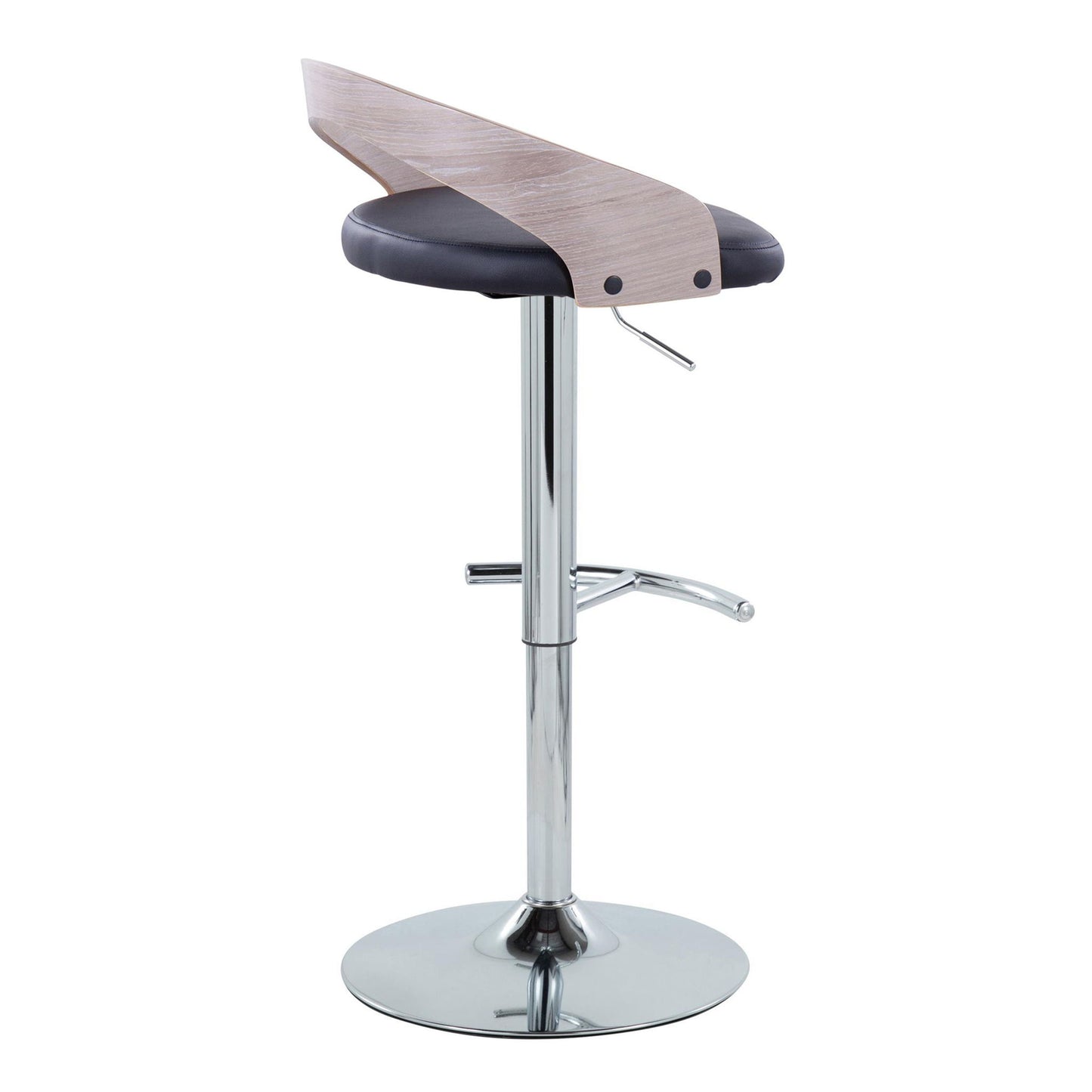 Grotto - Contemporary, Adjustable Barstool With Swivel With Rounded T Footrest (Set of 2) Lumi Source