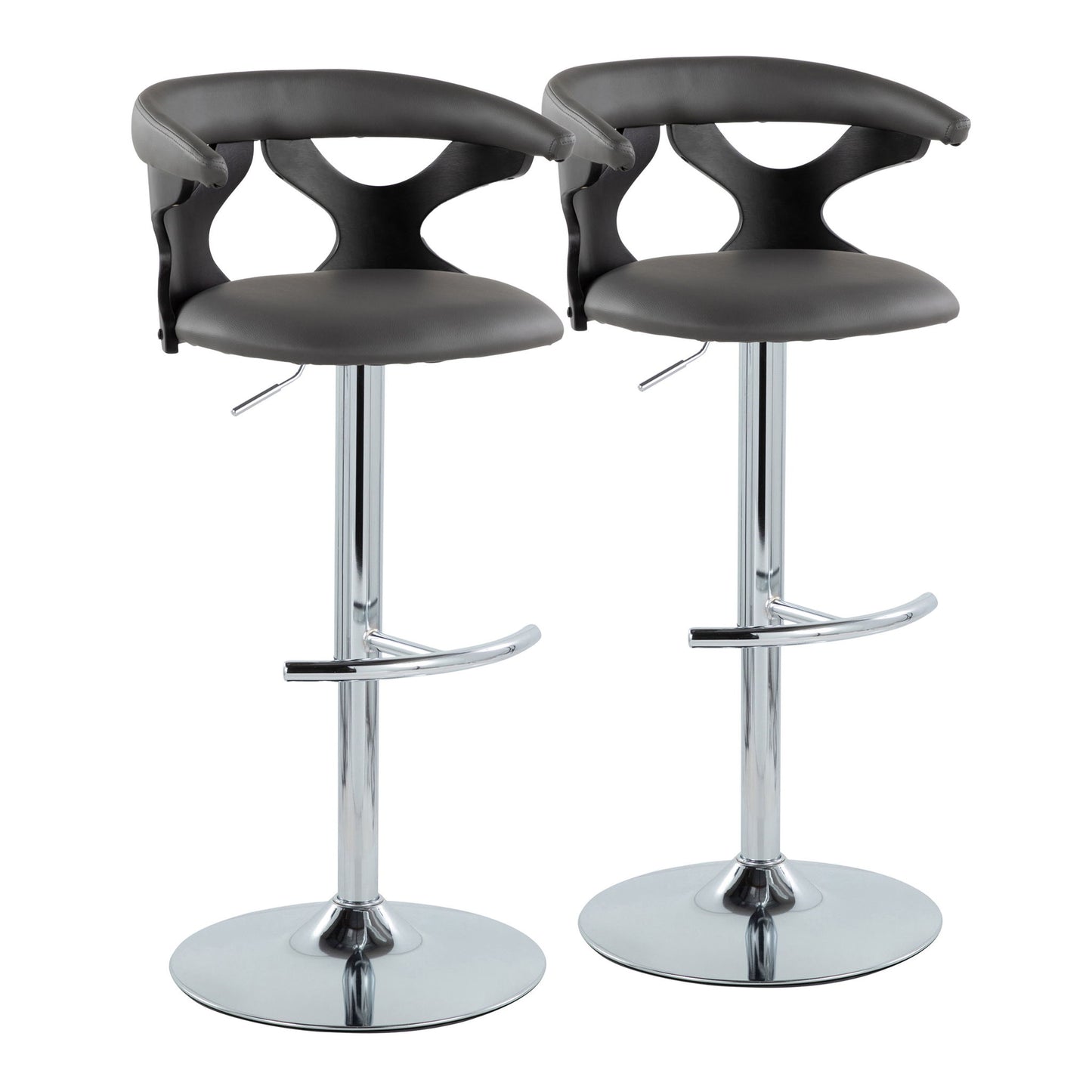 Gardenia - Contemporary Adjustable Barstool & Swivel, Rounded T Footrest (Set of 2) Lumi Source