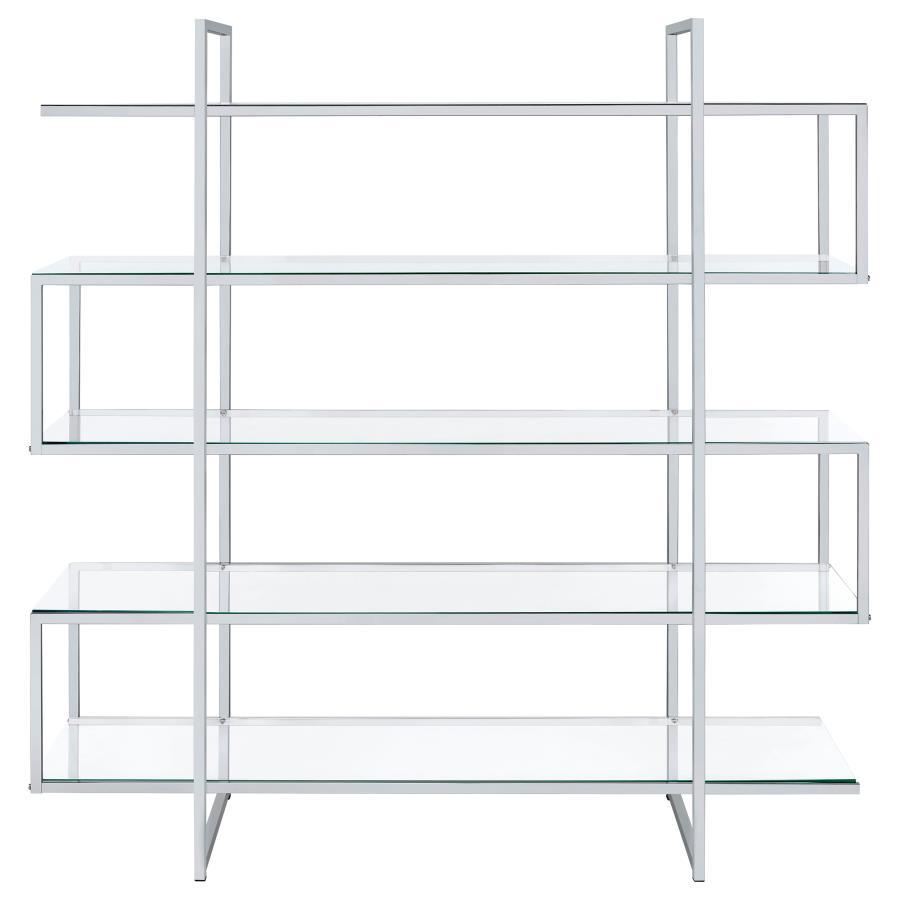 Elmer - 5-Shelf Bookshelf - Clear And Chrome CoasterElevations