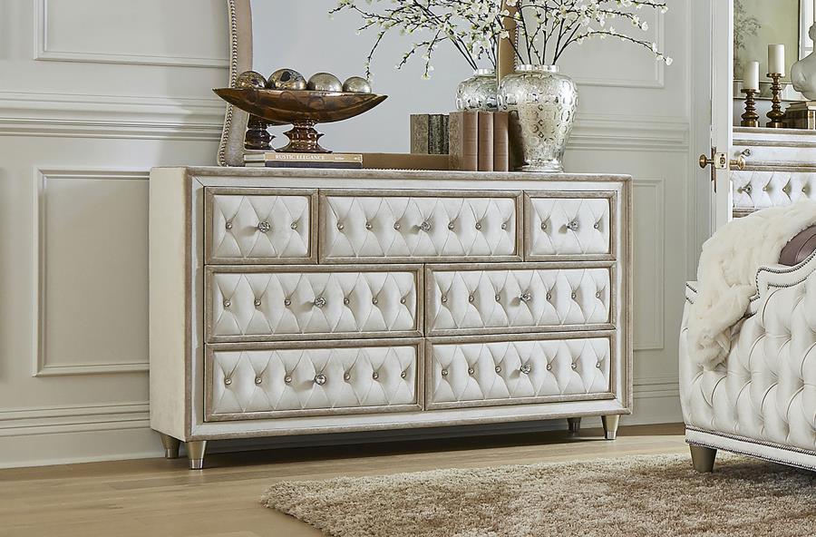 Antonella - 7-Drawer Upholstered Dresser CoasterElevations