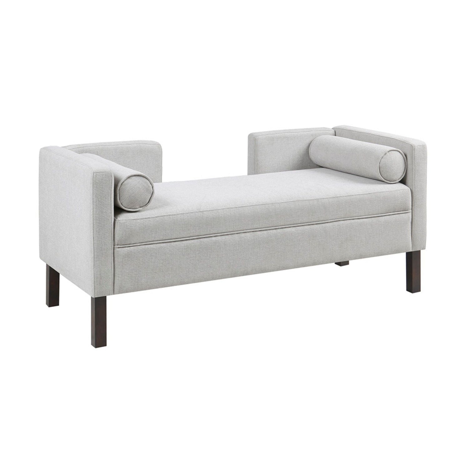 Upholstered Accent Bench With Open Back - Gray