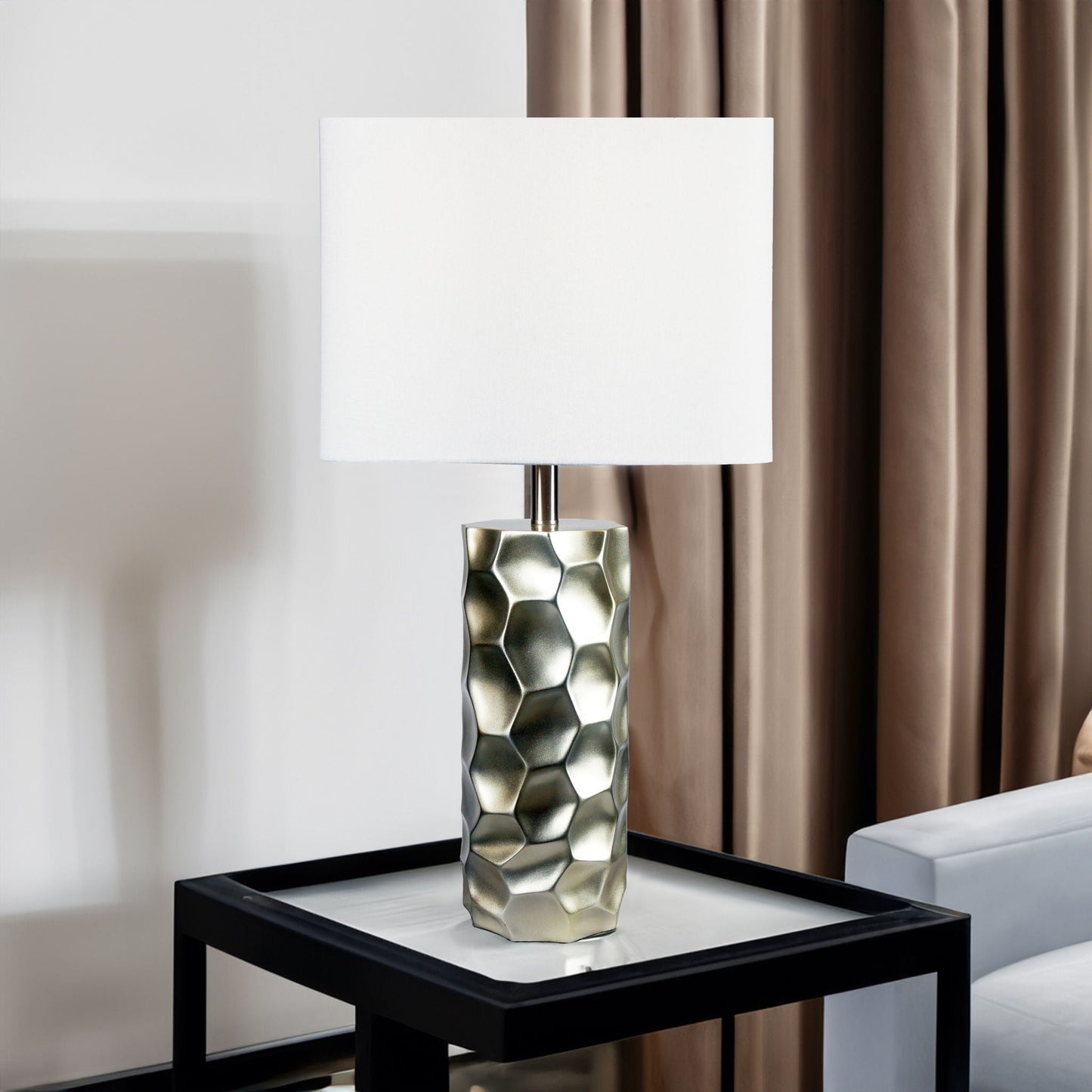 Table Lamp - Metallic And White Crown Mark