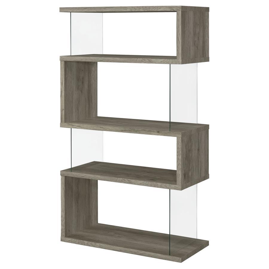 Emelle - 4-Shelf Glass Panel Bookshelf CoasterEveryday