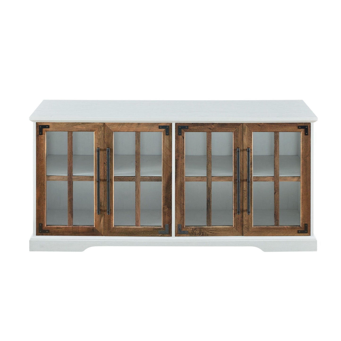 Modern Farmhouse Two Tone Windowpane Glass Door TV Stand For TVs Up To 65" Walker Edison