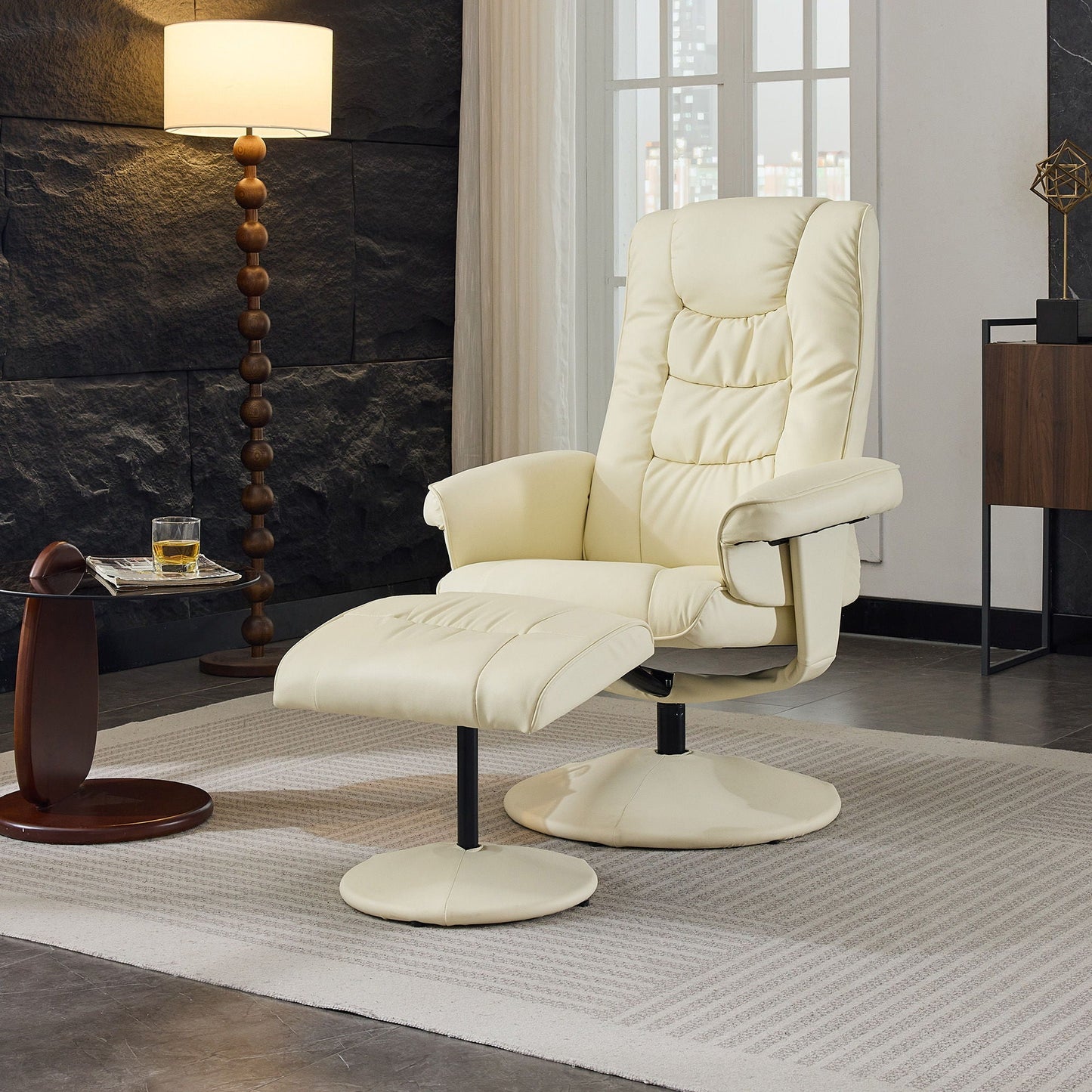 Recliner Chair With Ottoman, 360° Swivel Massage Lounge Chair With 5-Point Vibration & Heated Seat Home Essentials