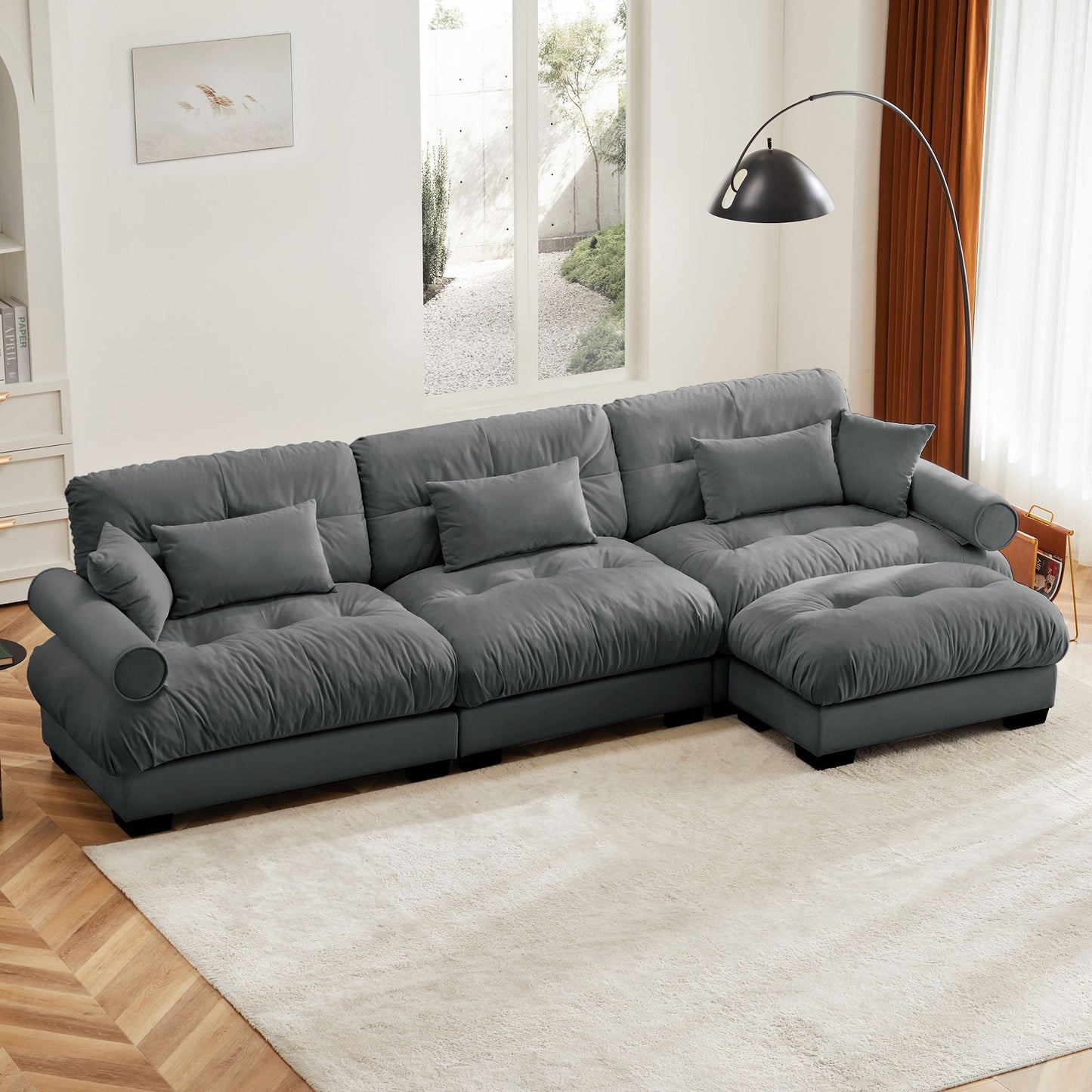 Super Comfort Oversized Modular Sectional Sofa With Movable Ottoman - Snoozhouse