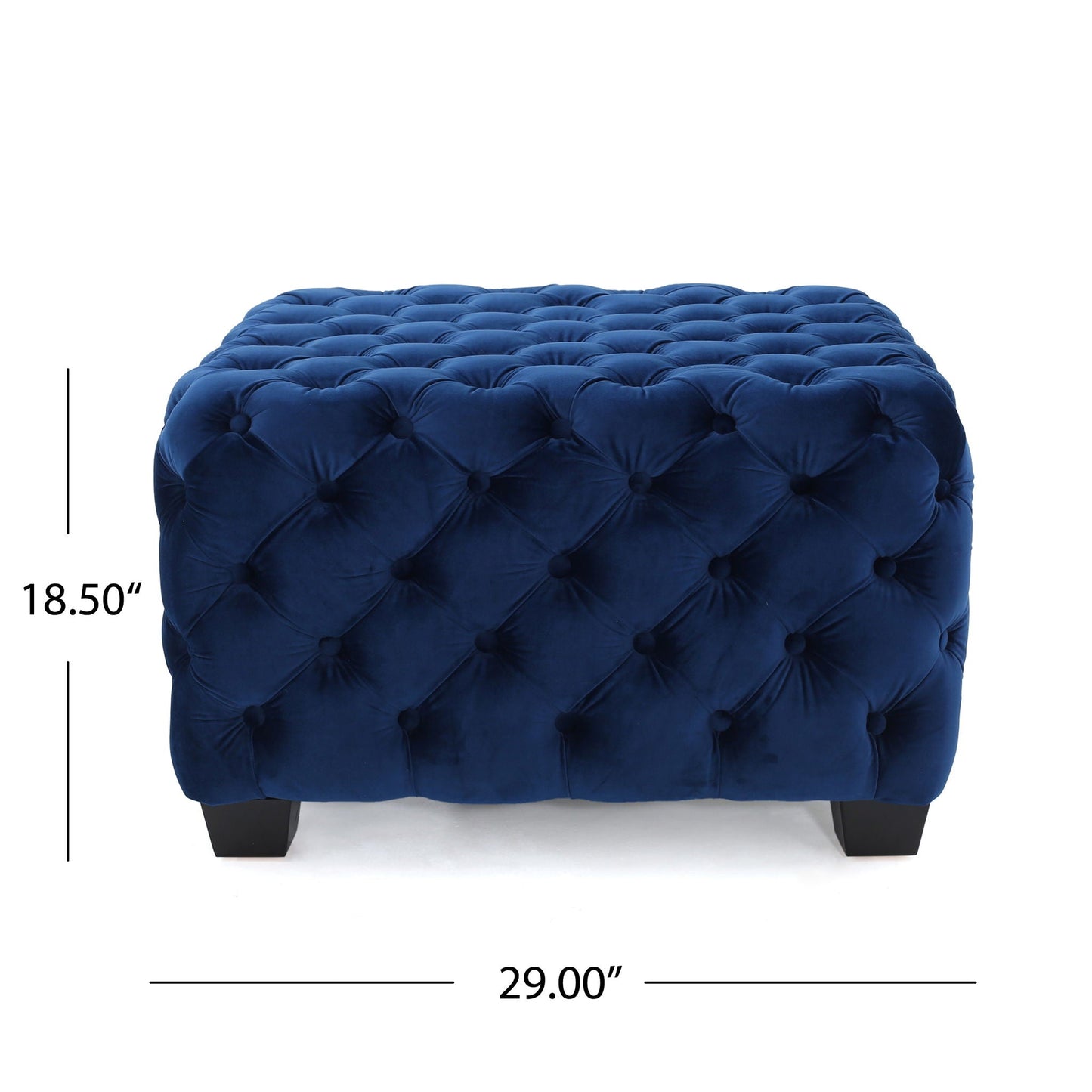 Modern Glam Ottoman With Velvet Upholstery And Button Tufted Design Noble House