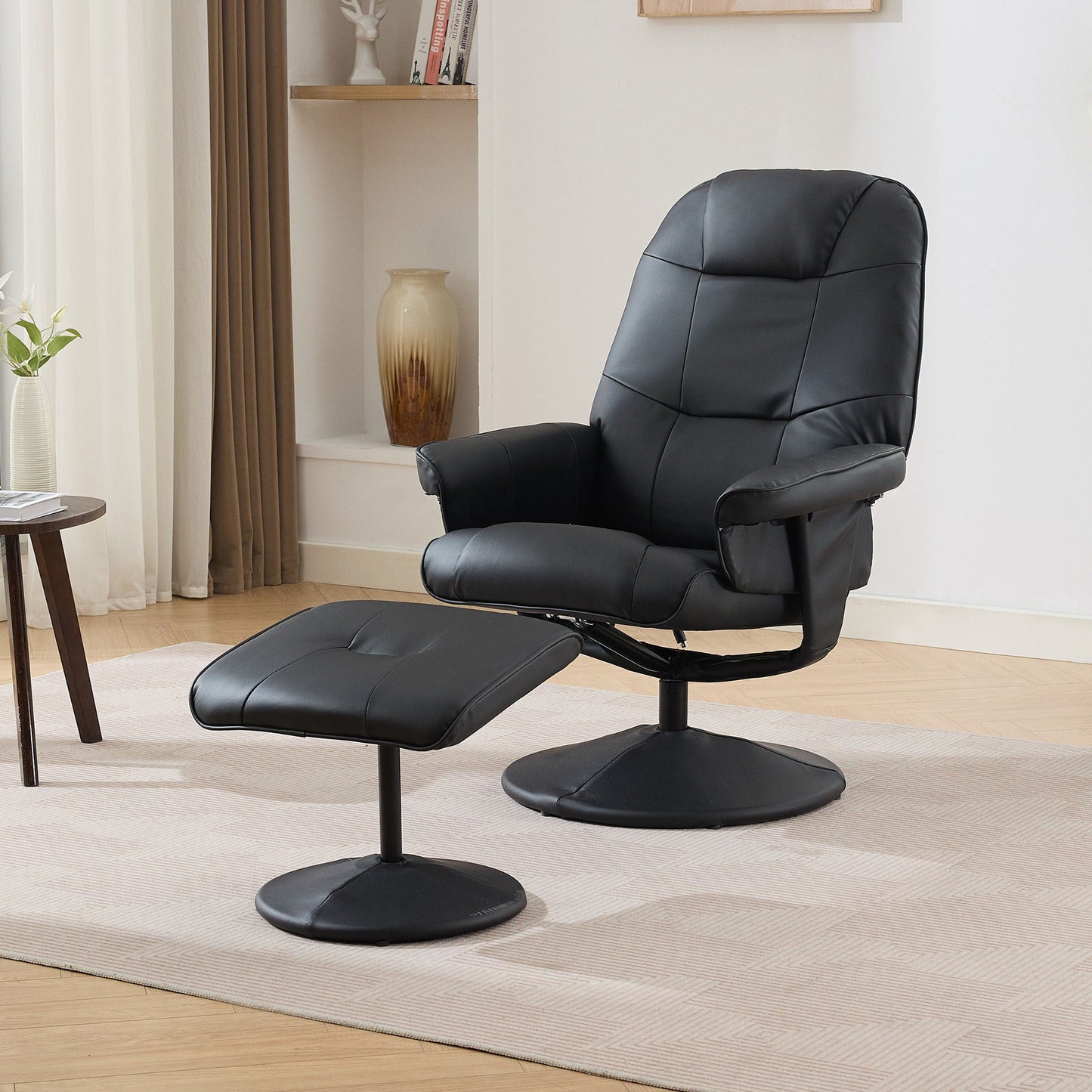 360° Swivel Reclining Chair With Wrapped Base, 5 Point Vibration Massage Home Essentials