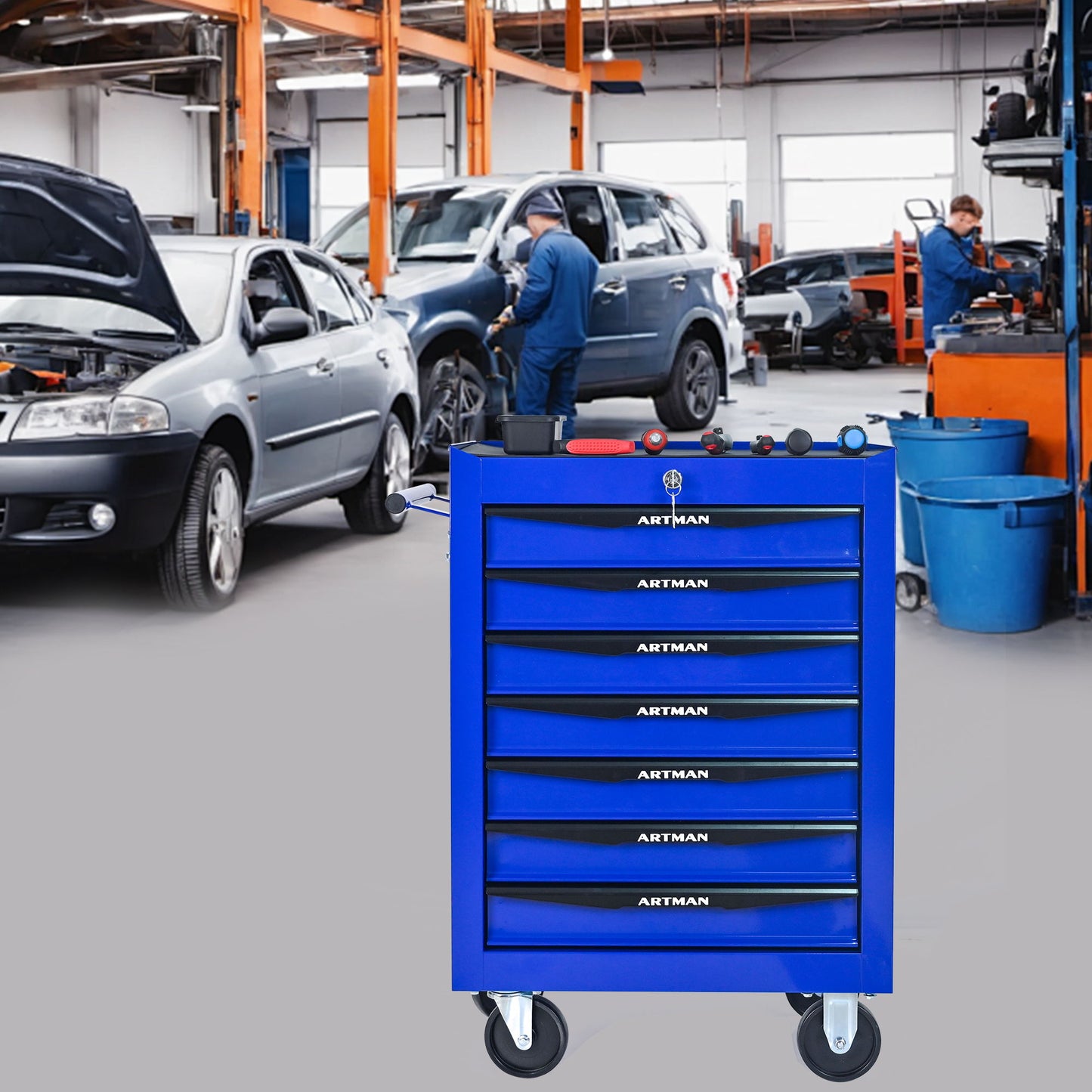 Rolling Metal Tool Chest With Drawers, Steel Storage Cabinet With Ball Bearing Slides Daily Nest