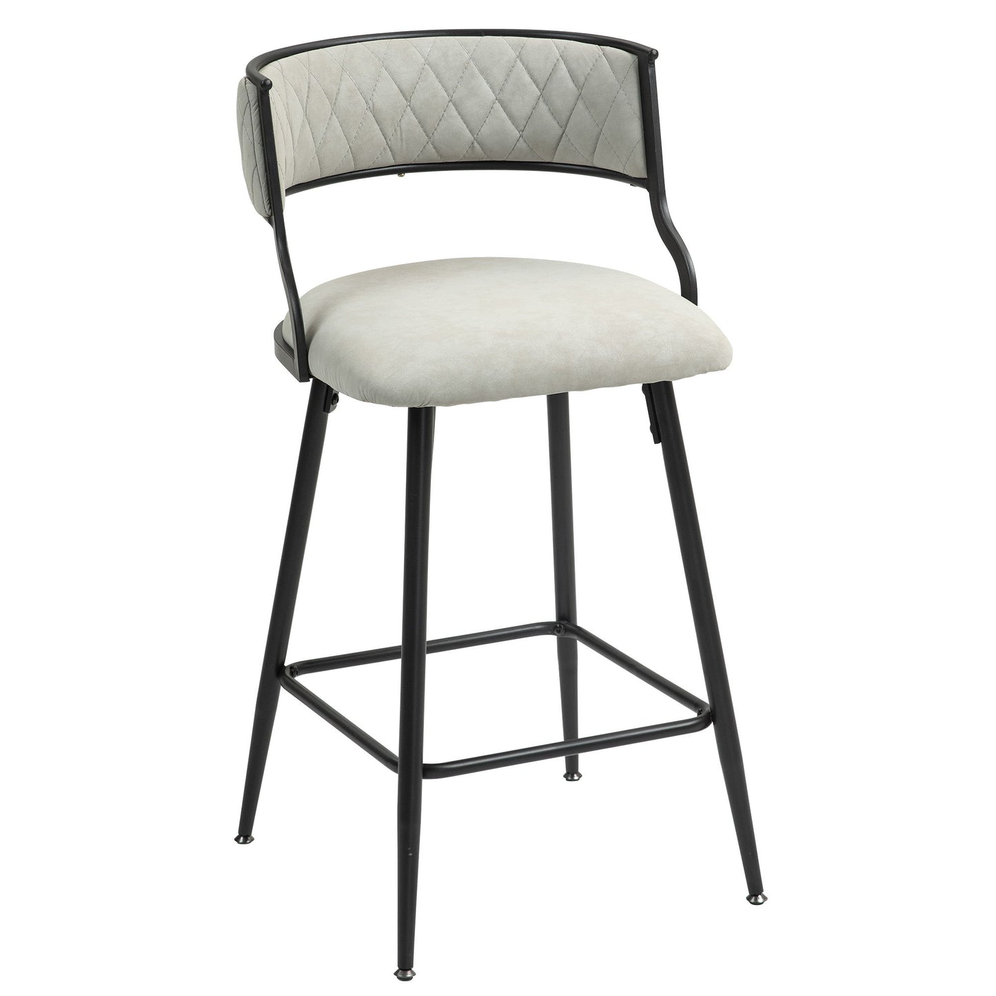 Counter Height Bar Stools With Powder Coating Base And Footrest (Set of 2) - Beige Home Essentials
