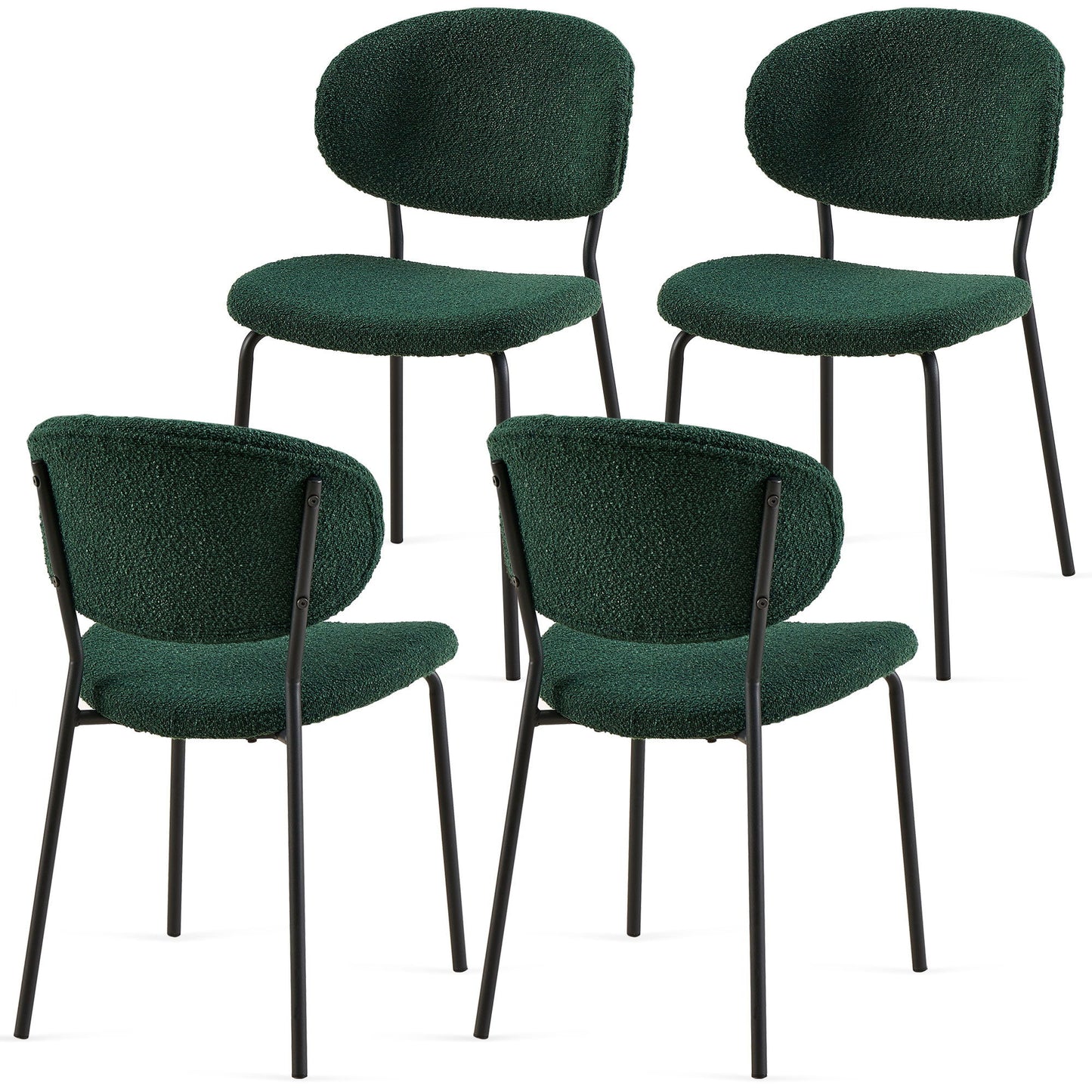 Boucle Dining Chairs, Dining Chairs With Metal Legs For Dining Room, Kitchen, Living Room Home Essentials