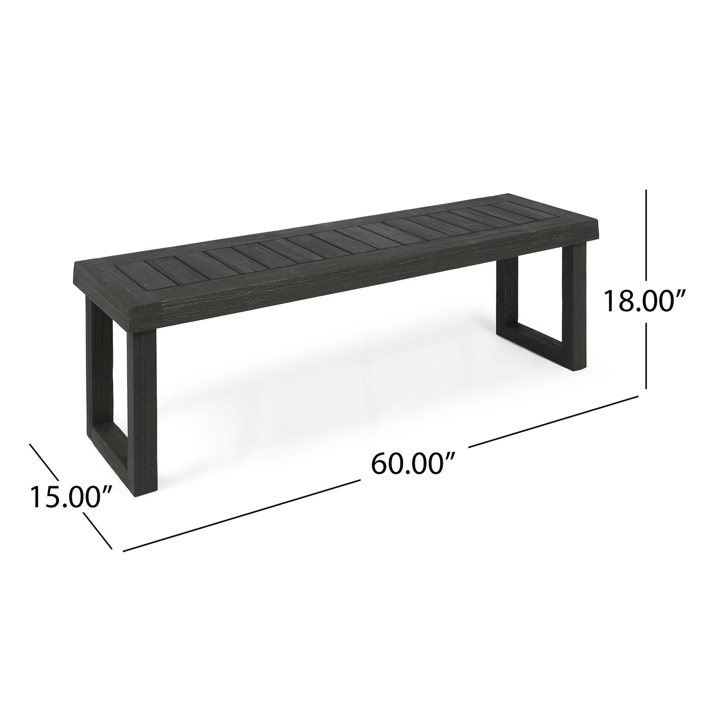 Realm - Outdoor Bench With Slat Panel Top And Base - Dark Gray Noble House