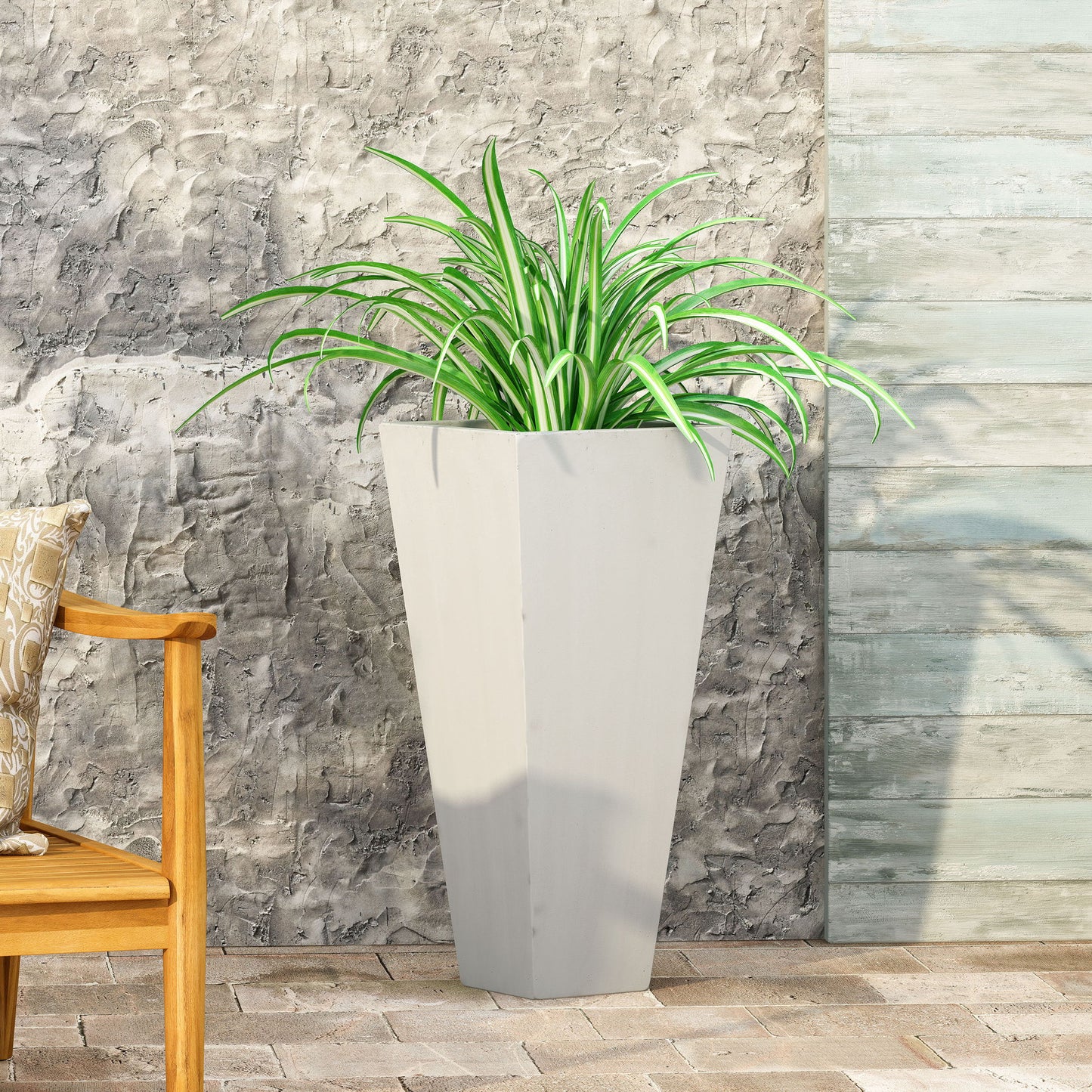 Outdoor Modern Cast Stone Planter Noble House