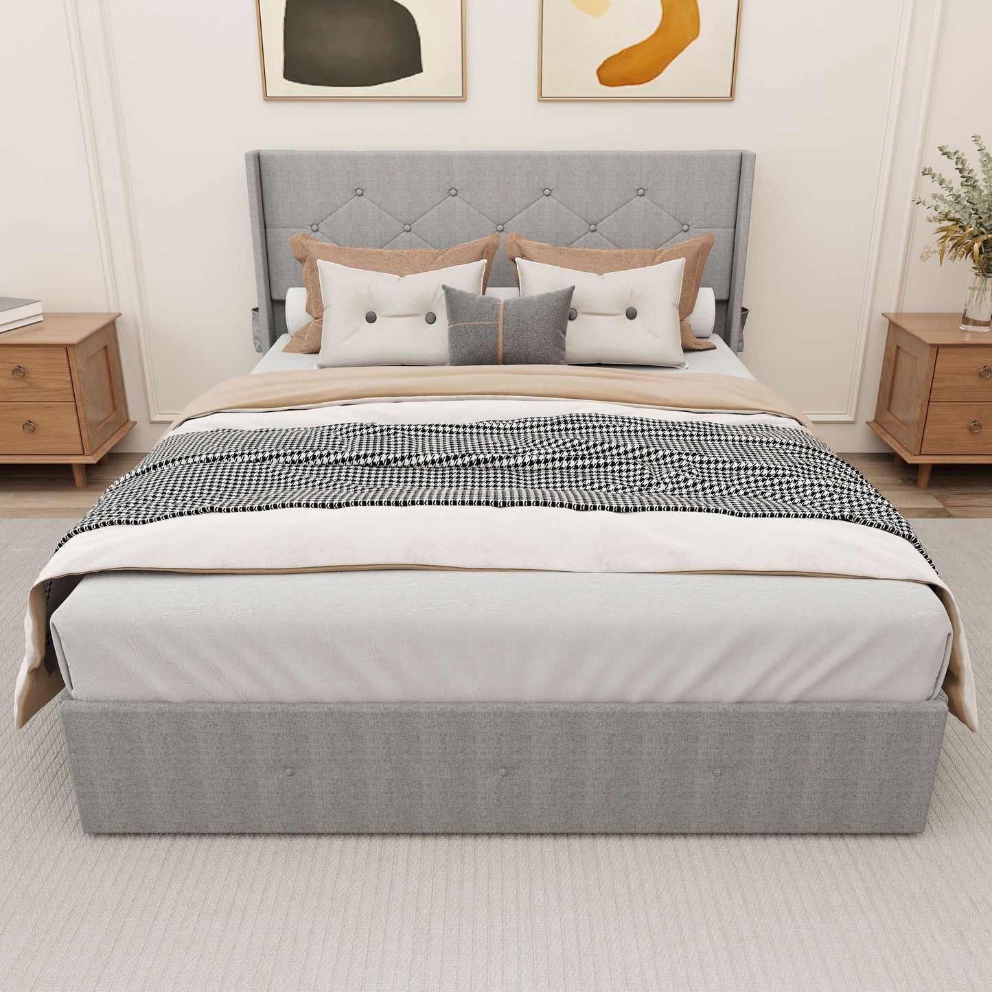 Bed With Gas Lift Storage, USB Ports Home Essentials