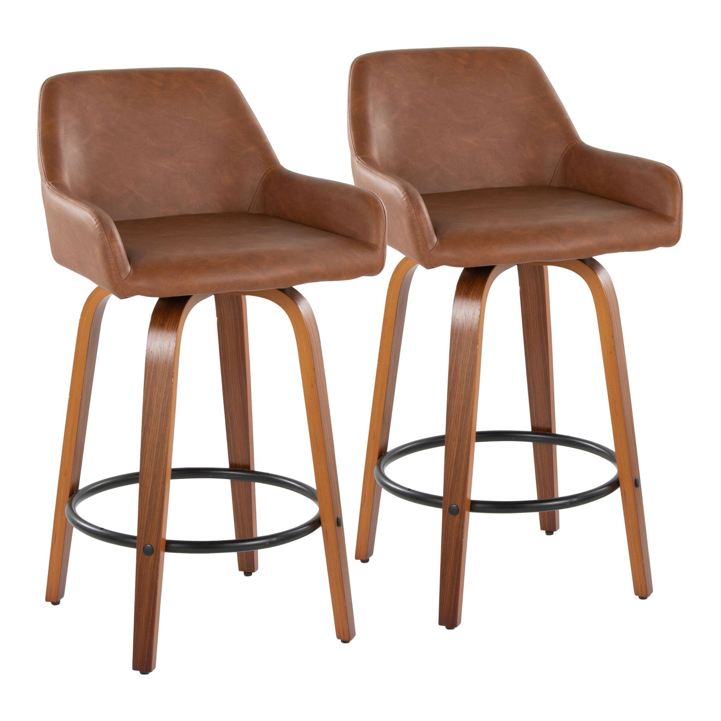 Daniella - Contemporary Fixed Height Counter Stool With Swivel With Round Footrest (Set of 2) Lumi Source