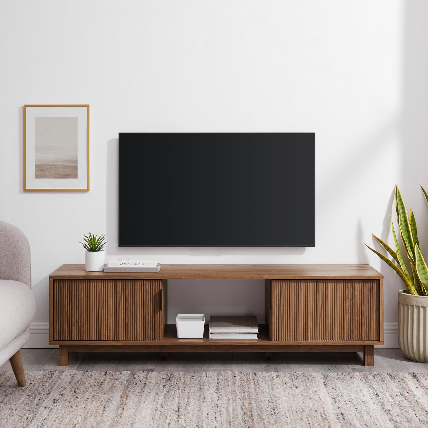 Modern Fluted Door Minimalist TV Stand Walker Edison