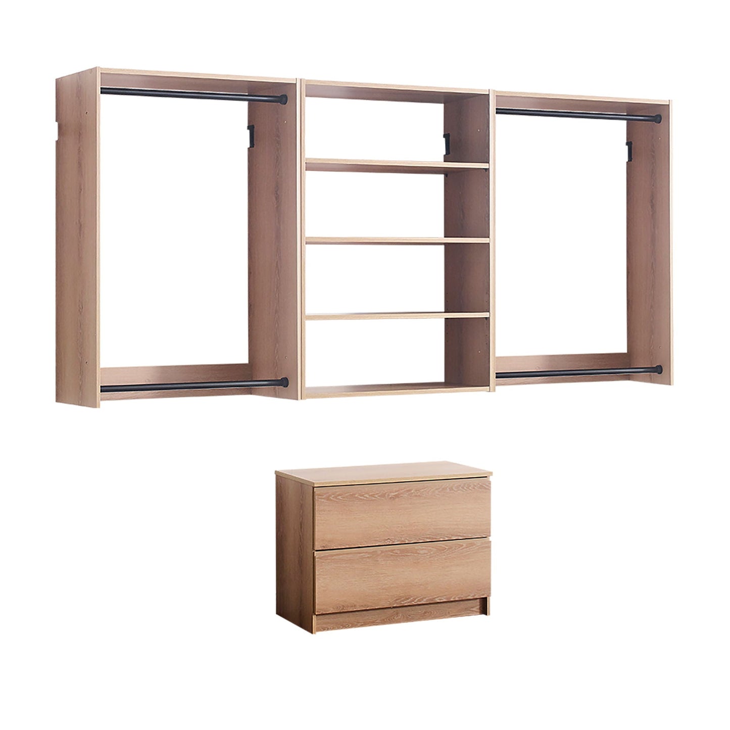 Devi - Wall Mounted Wood Closet System With Modular Units Home Essentials