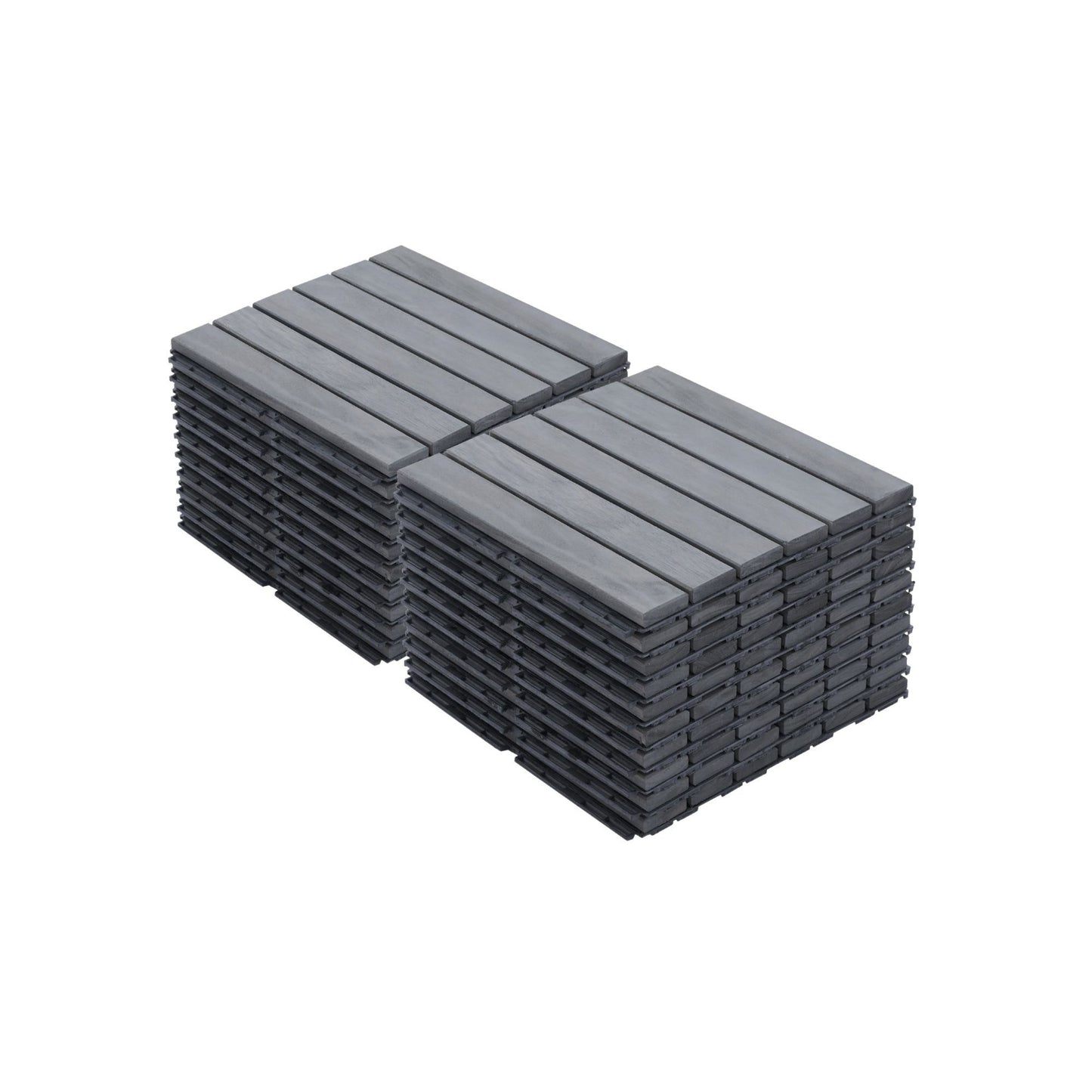 Interlocking Deck Tiles Striped Pattern, Waterproof Anti Mildew Brown Daily Nest