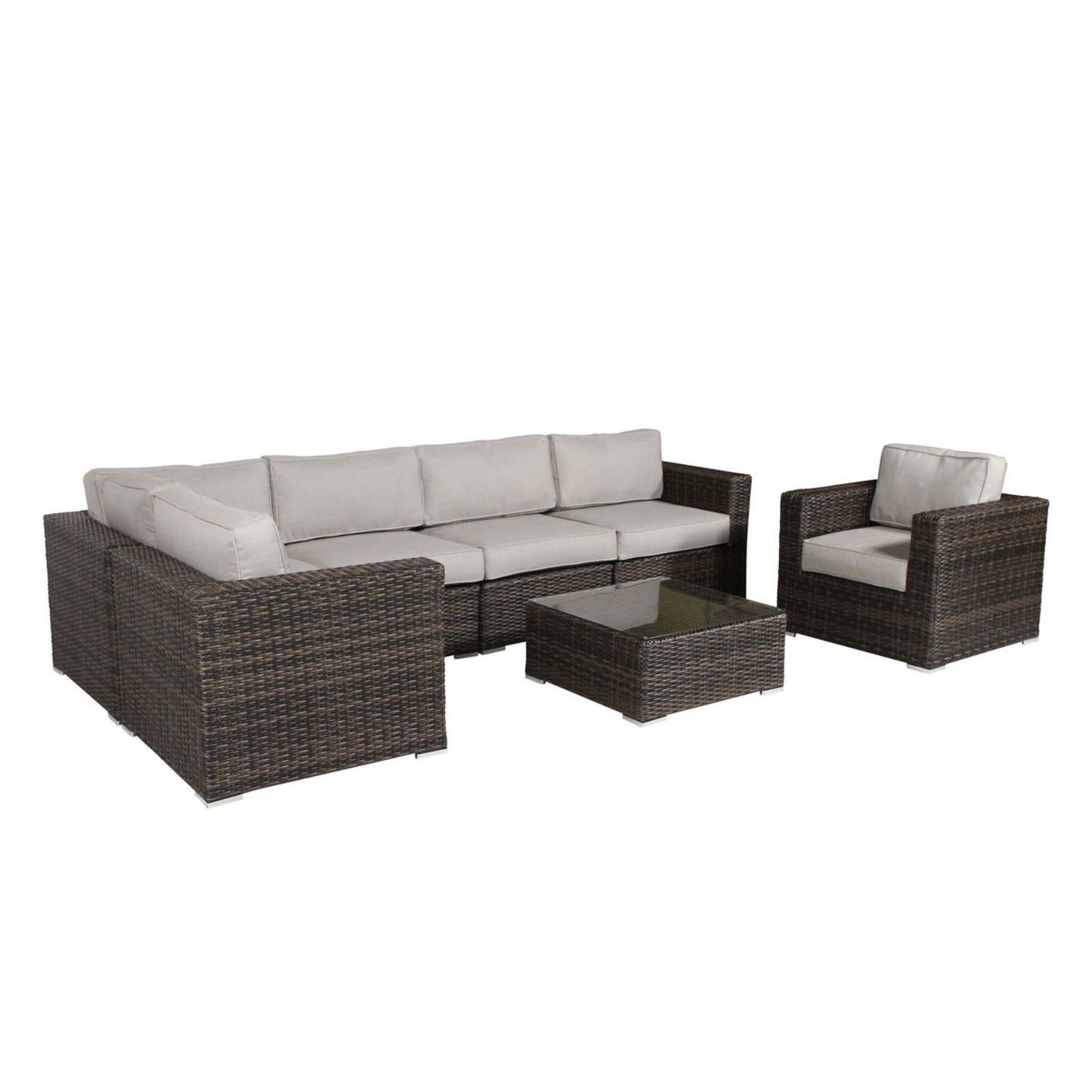 Wicker Seating Group Set With Table And Cushions LSI Patio Furniture