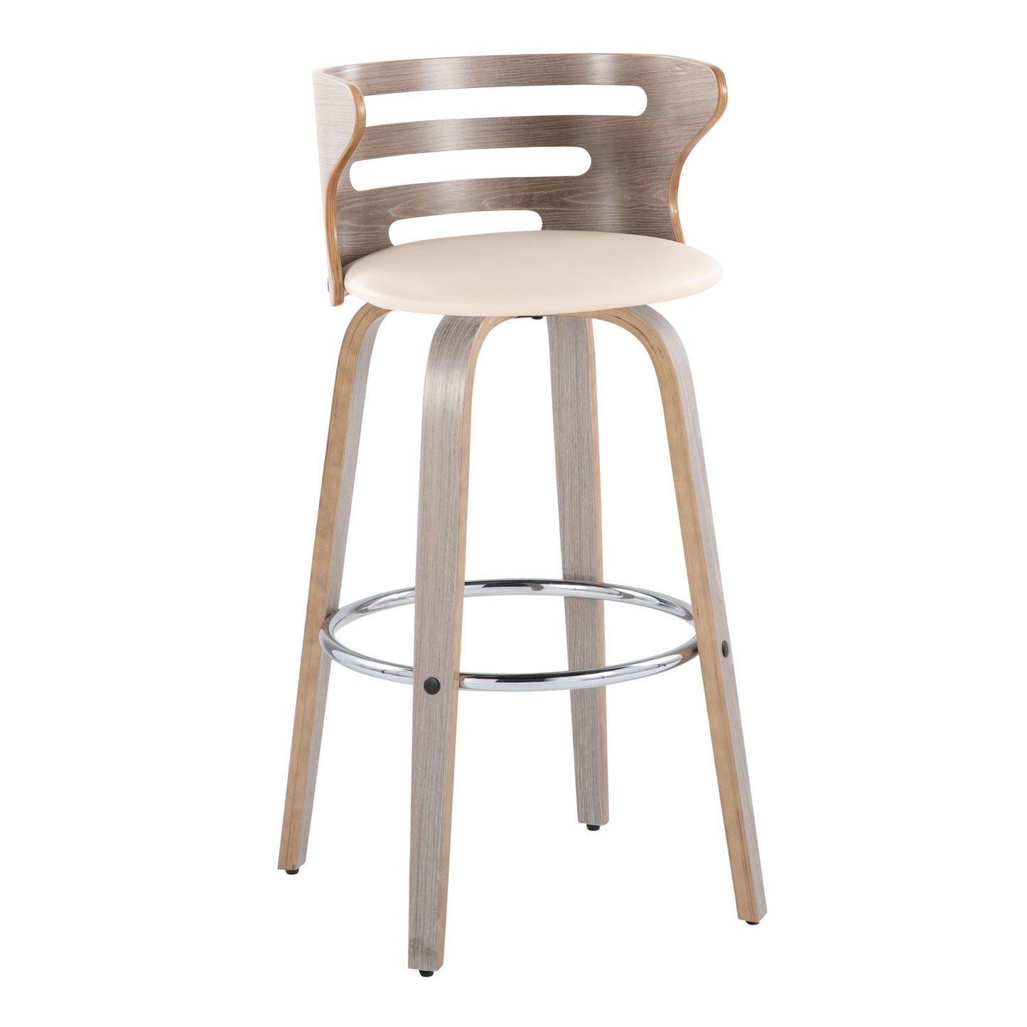 Cosini - Mid Century Modern Fixed Height, Barstool With Swivel With Round Footrest (Set of 2) Lumi Source