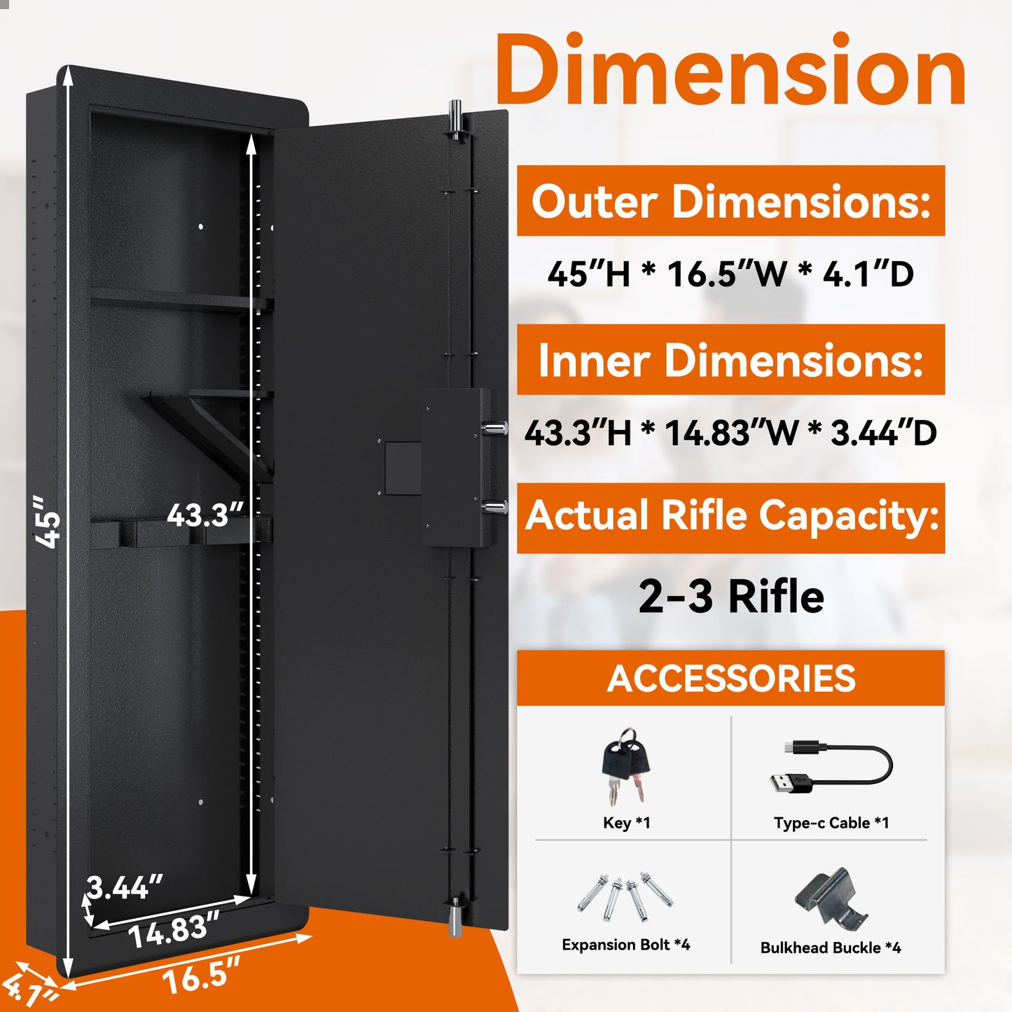 Wall Gun Safe, Gun Safes For Home, Gun Safes & Cabinets, Wall Safes Between The Studs, Quick Access Rifle Safe With Removable Shelf And Digital Keypad Daily Nest