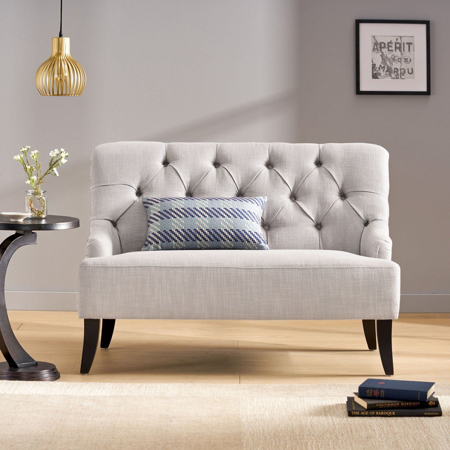 Nicole - French Style Upholstered Loveseat With Tufted Backrest Noble House