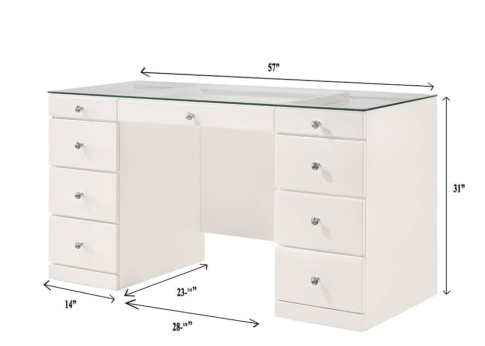 Avery - Vanity Desk With Glass Top Crown Mark