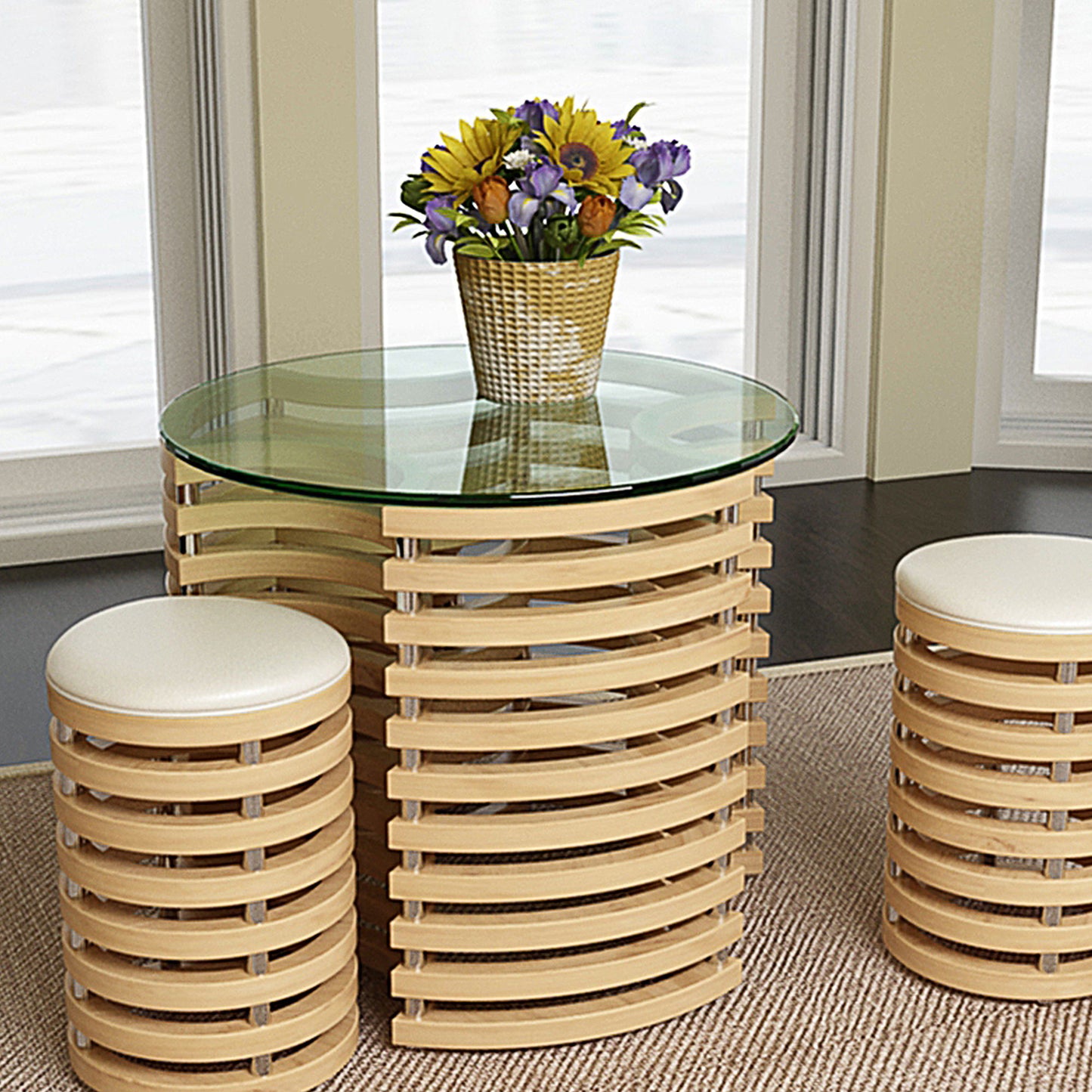 20" Round Tempered Glass Table Top Clear Glass 1 / 4" Thick Round Polished Edge - Transparent Home Essentials