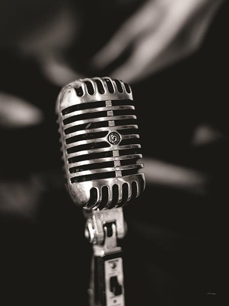 Vintage Microphone By Jennifer Rigsby (Framed) - Black Classy Living