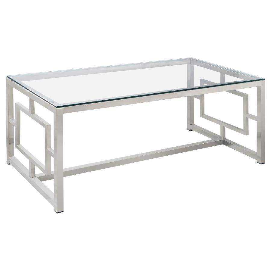 Merced - Glass Top Metal Table CoasterEssence