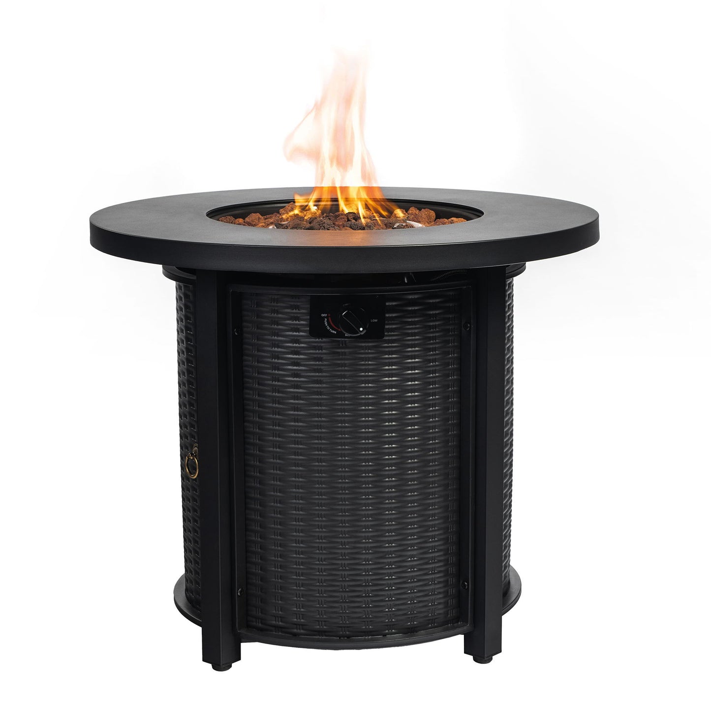 30" Propane Round Fire Table 40000Btu Propane Fire Pit Table - Black Home Essentials