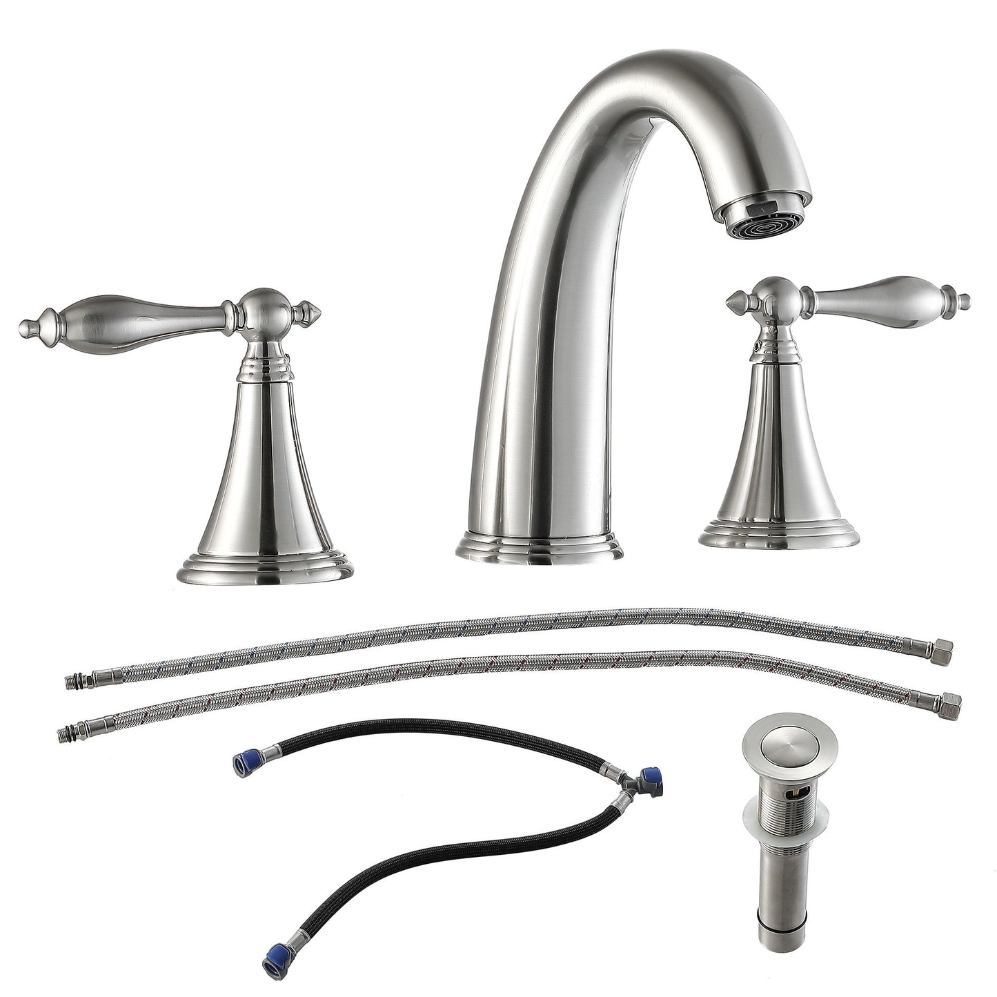 Elegant 2 Handle Widespread Bathroom Faucet With Pop Up Drain And Water Supply Lines Daily Nest