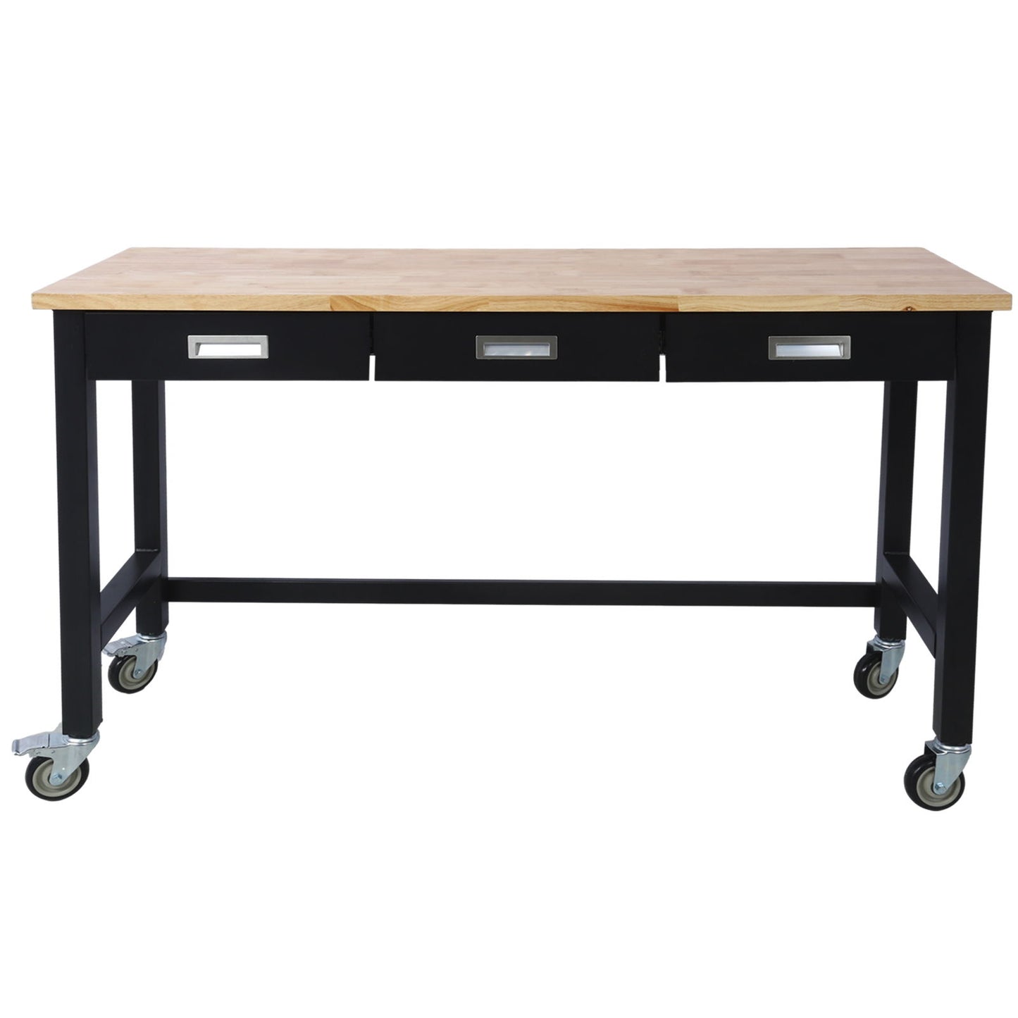 Work Bench, Workbench With Drawer Storage, Heavy Duty Bamboo Wood Work Table With Wheels For Garage Home Office Daily Nest